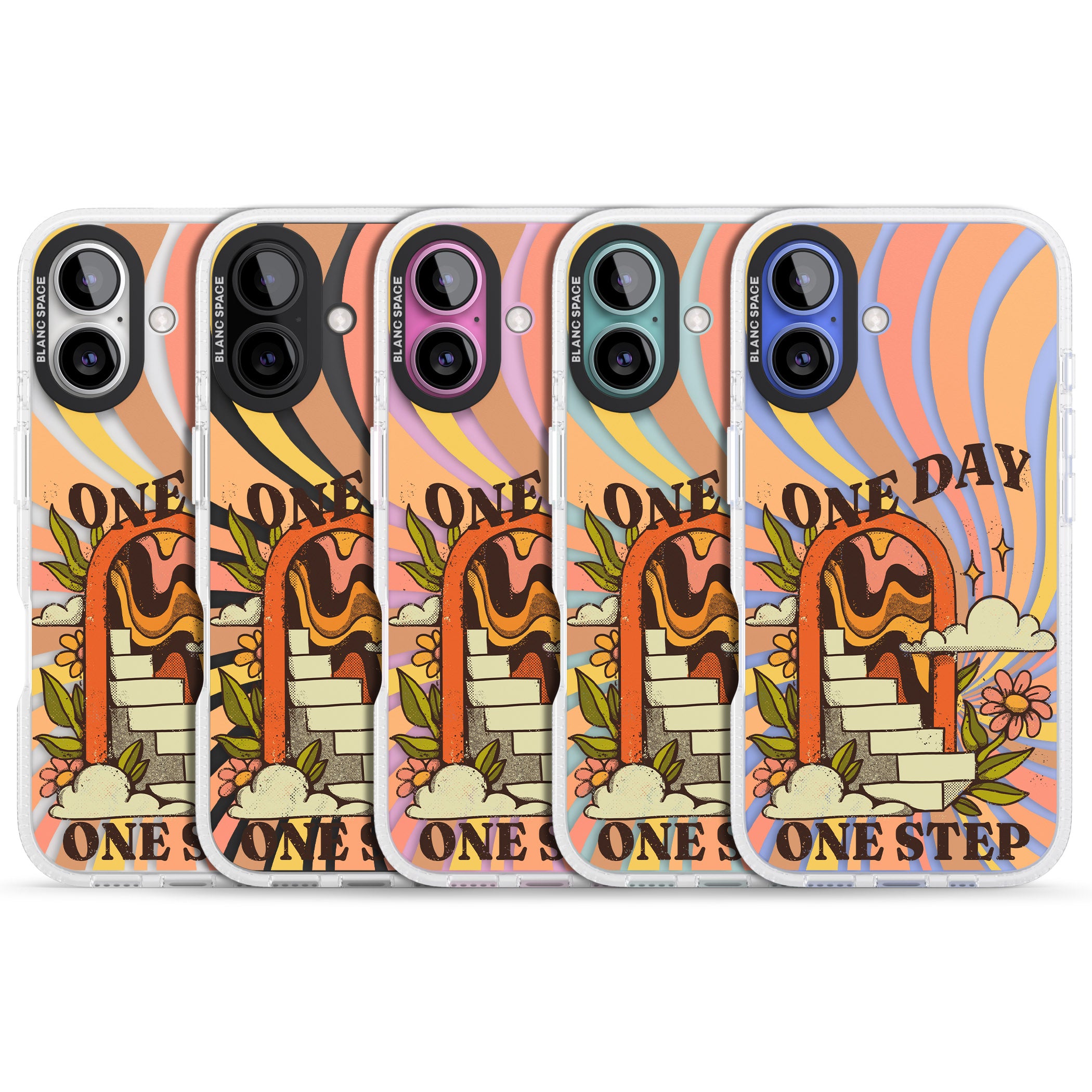 One Day One Step iPhone 16 / 16 Plus Clear Case Impact Air - Blanc Space