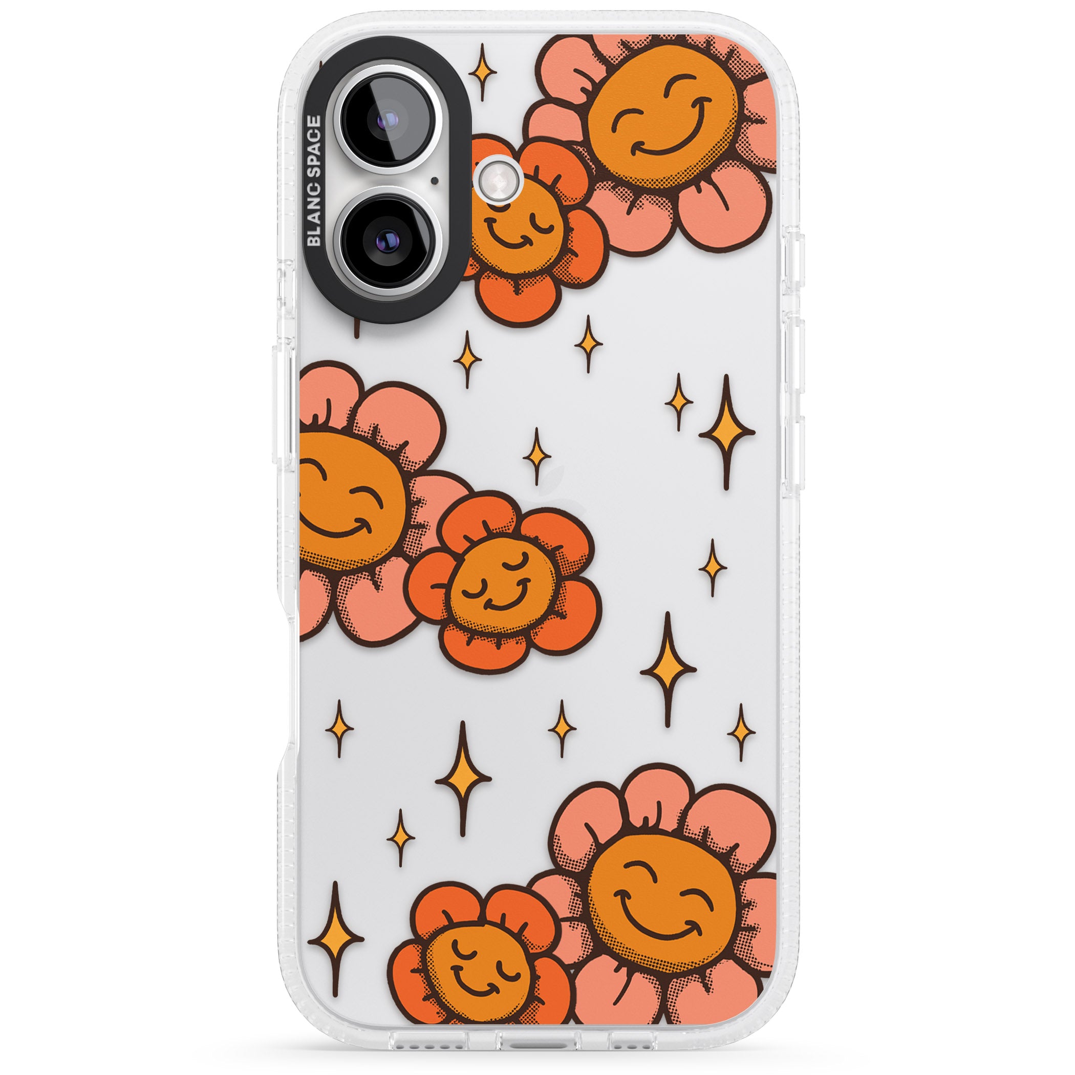 Mellow Flowers iPhone 16 / 16 Plus Clear Case Impact Air - Blanc Space