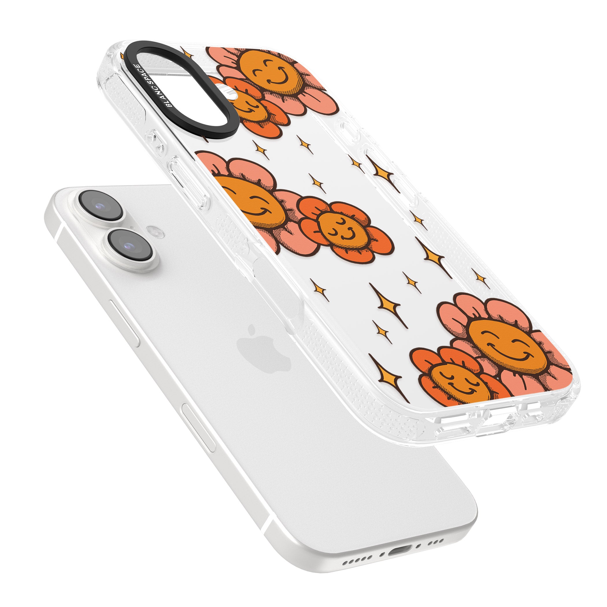 Mellow Flowers iPhone 16 / 16 Plus Clear Case Impact Air - Blanc Space