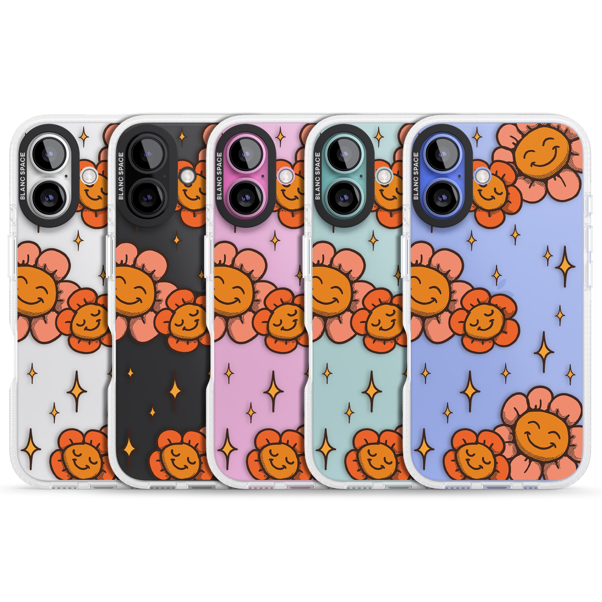 Mellow Flowers iPhone 16 / 16 Plus Clear Case Impact Air - Blanc Space