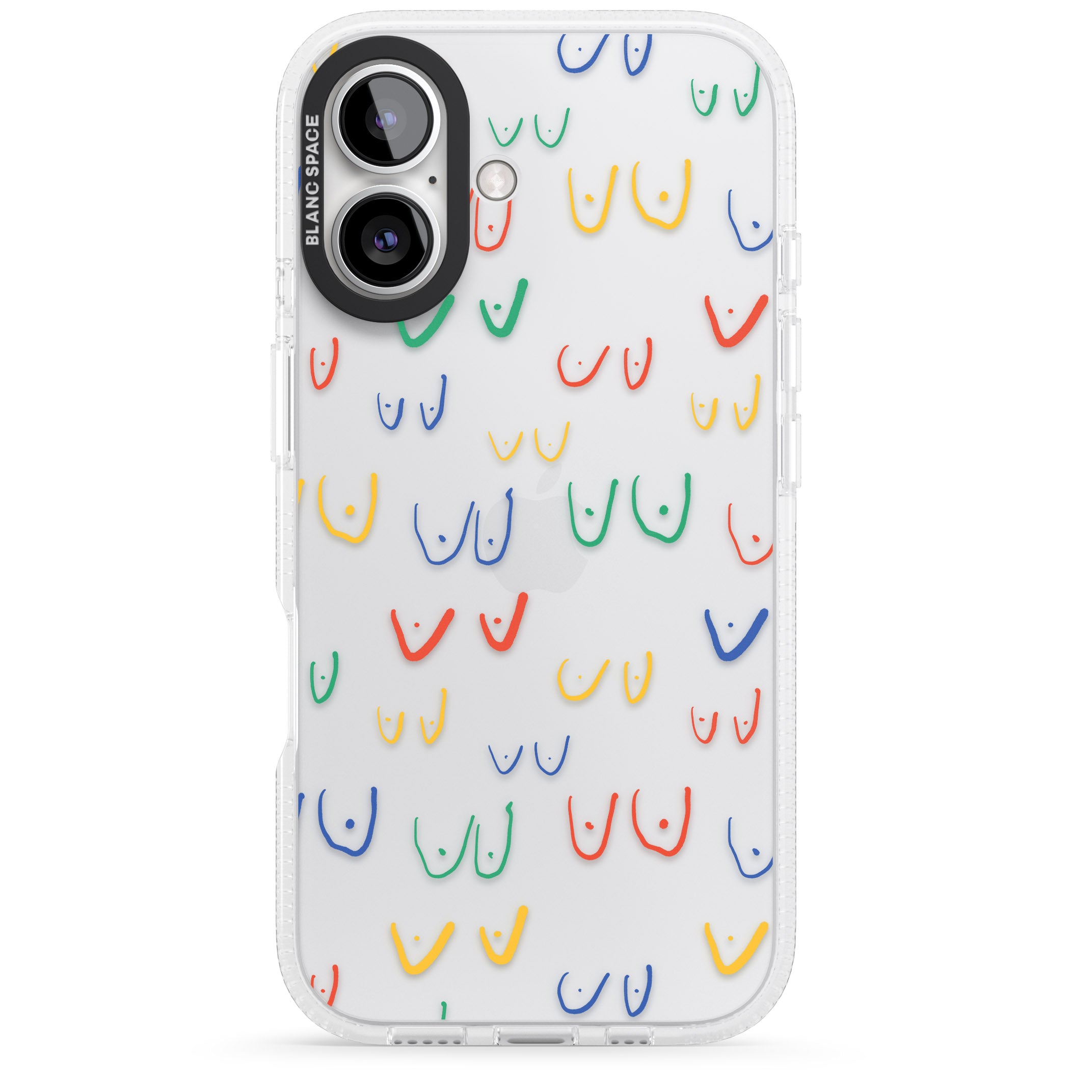 Free the boob (Mixed Colours) iPhone 16 / 16 Plus Clear Case Impact Air - Blanc Space