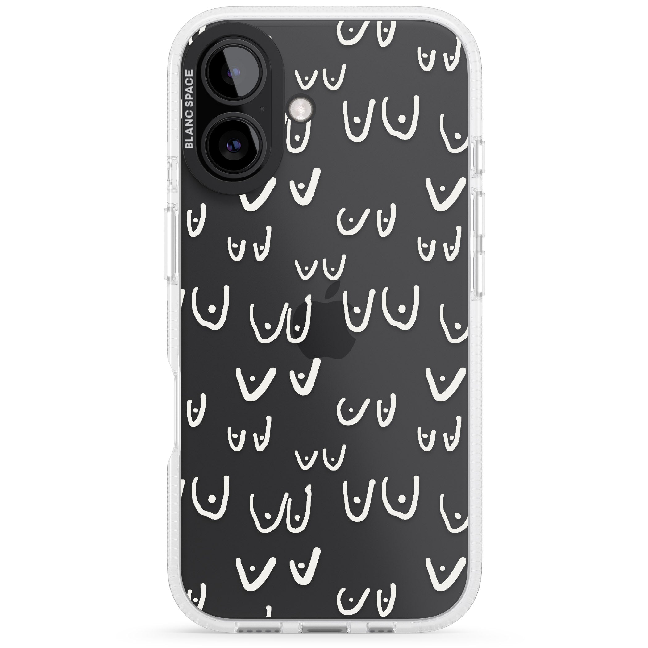 Free the boob (White) iPhone 16 / 16 Plus Clear Case Impact Air - Blanc Space