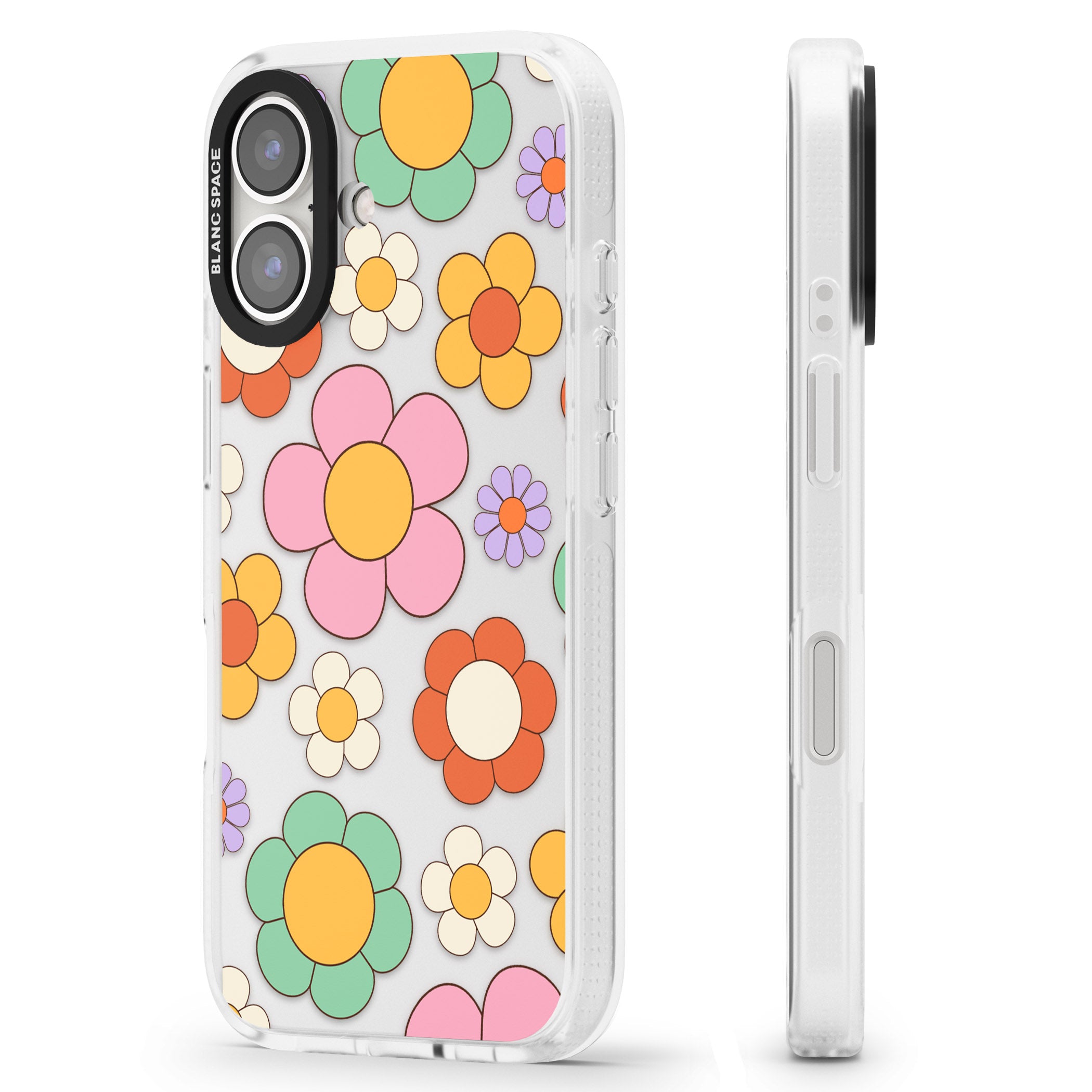 Groovy Blossoms iPhone 16 / 16 Plus Clear Case Impact Air - Blanc Space