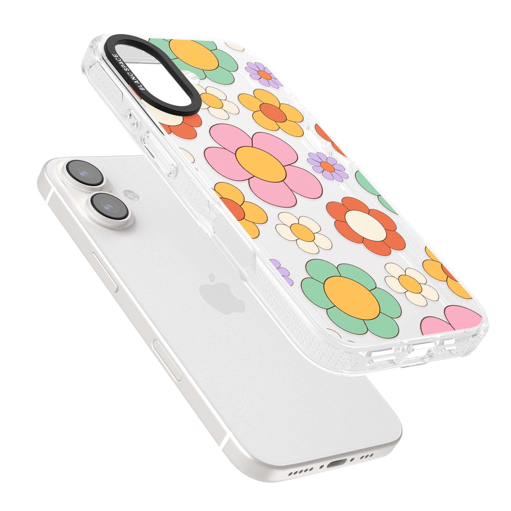 Groovy Blossoms iPhone 16 / 16 Plus Clear Case Impact Air - Blanc Space