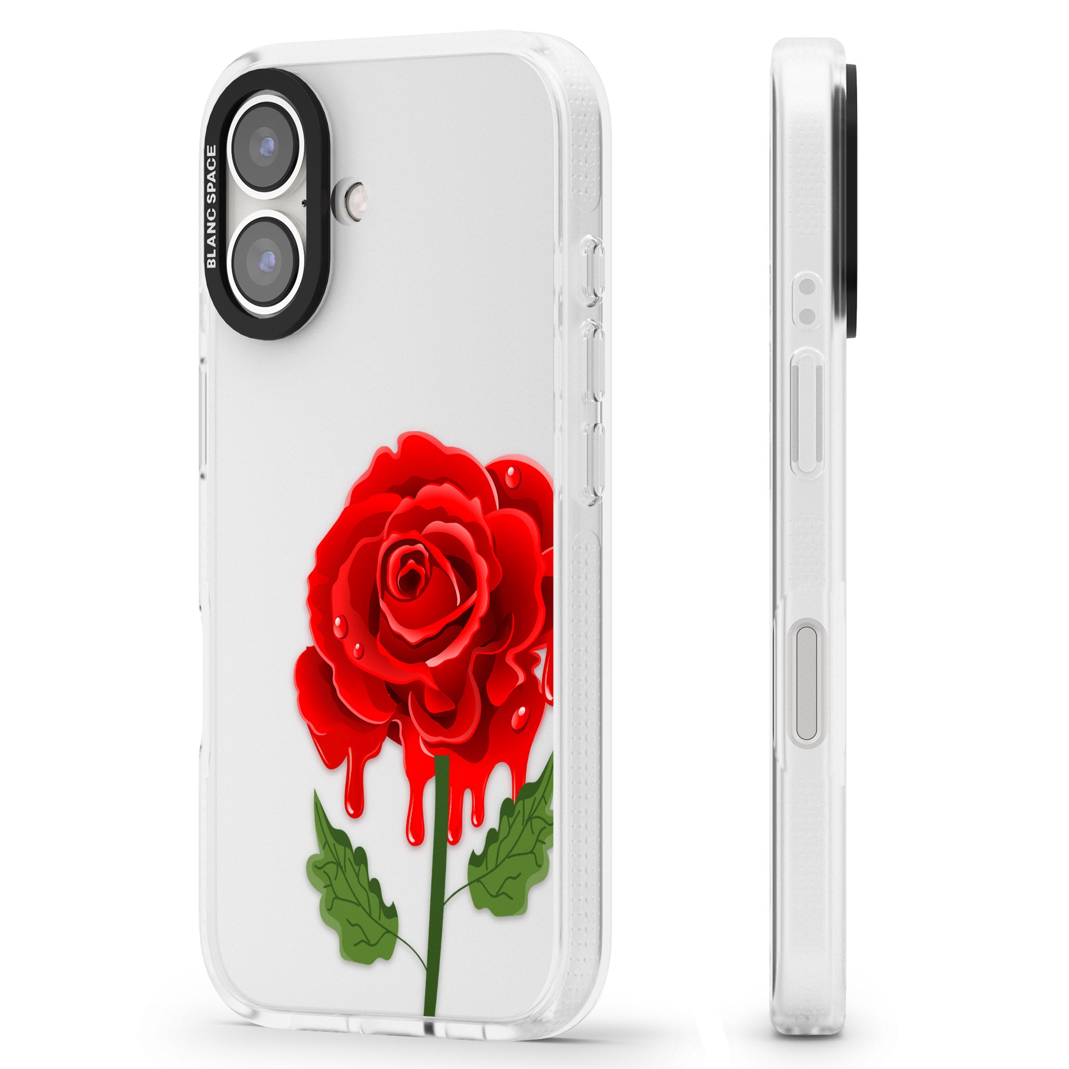 Melting Rose iPhone 16 / 16 Plus Clear Case Impact Air - Blanc Space