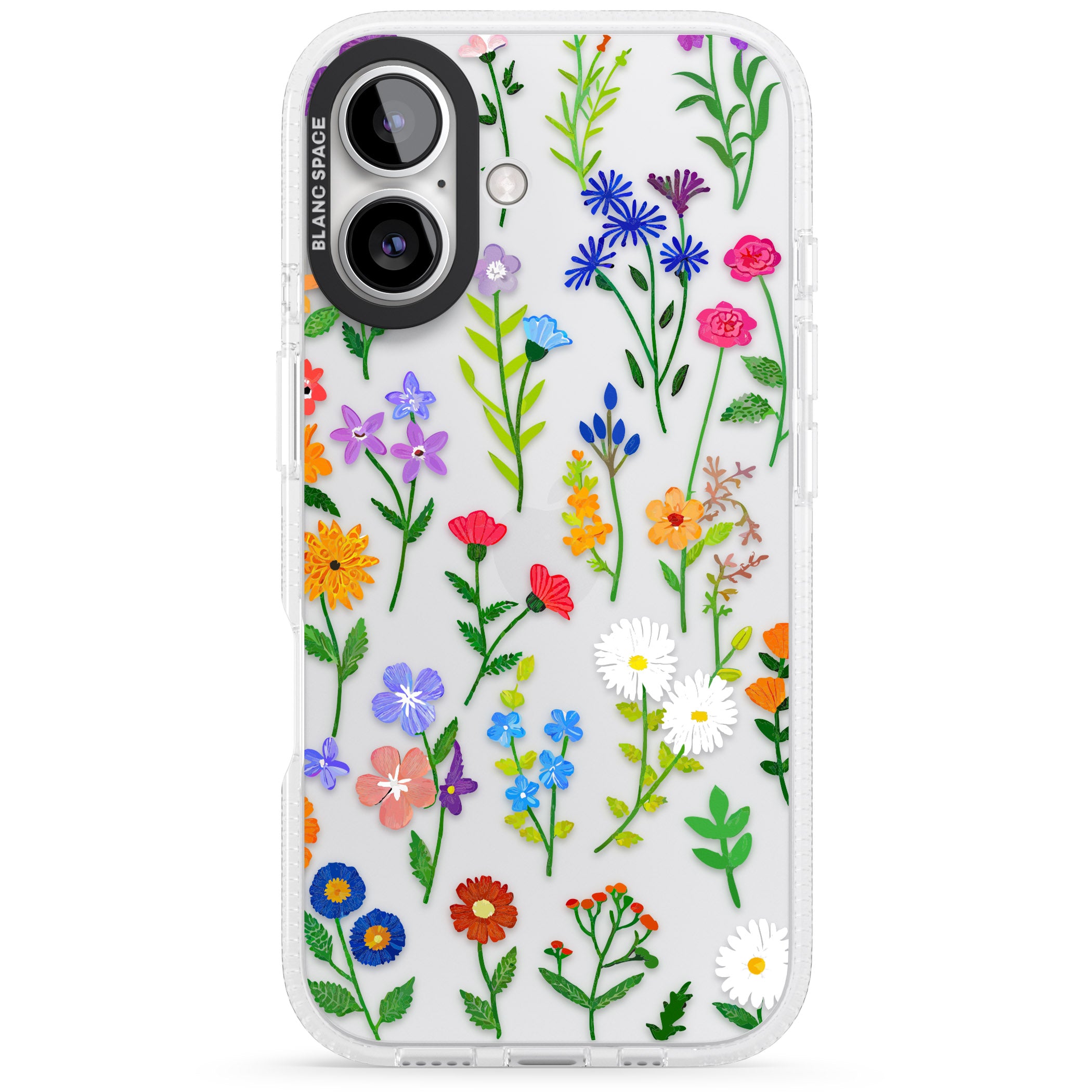 Wildflower Garden iPhone 16 / 16 Plus Clear Case Impact Air - Blanc Space