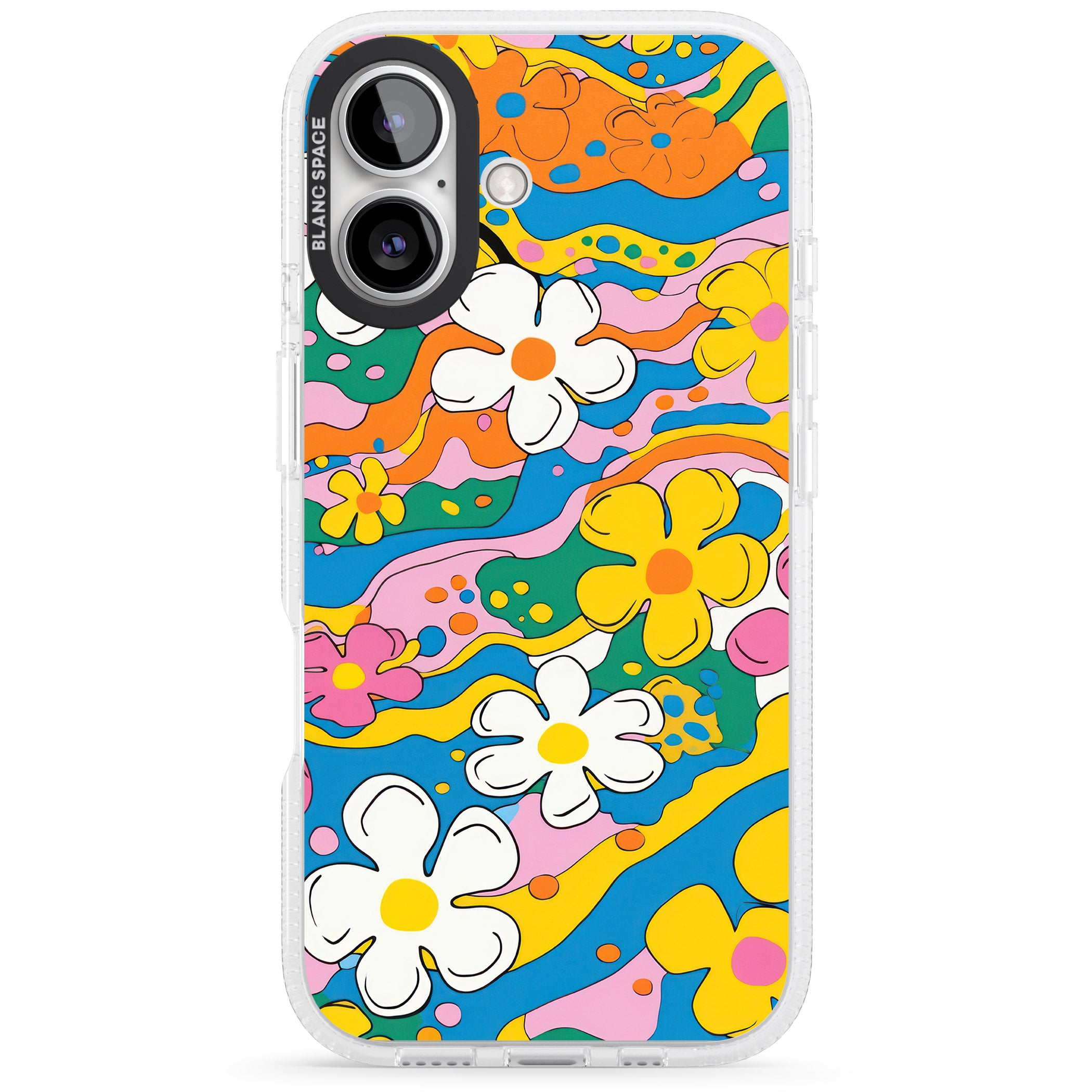 Vibrant Bloom iPhone 16 / 16 Plus Clear Case Impact Air - Blanc Space