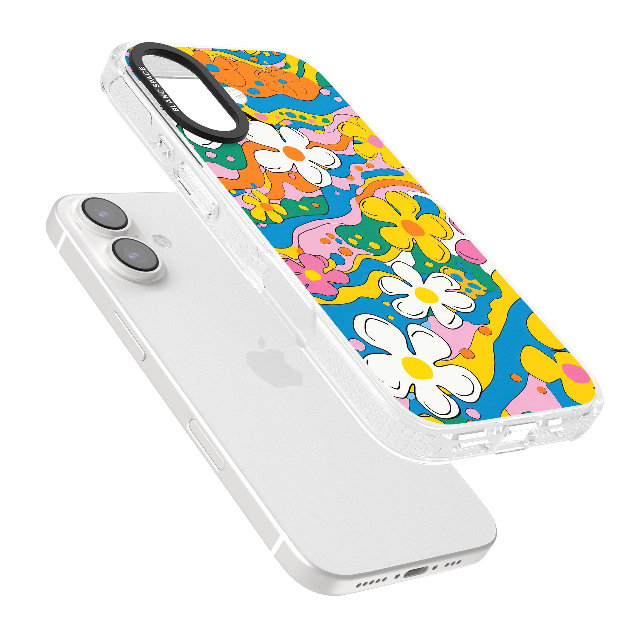 Vibrant Bloom iPhone 16 / 16 Plus Clear Case Impact Air - Blanc Space