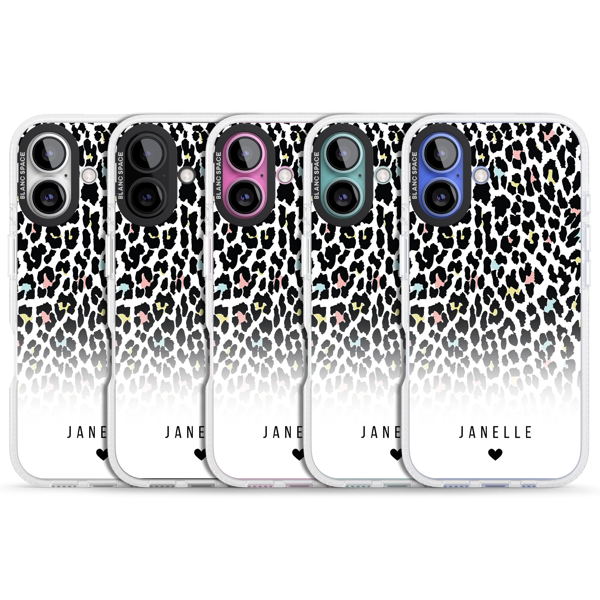 Personalised Pastel Leopard Spots iPhone 16 / 16 Plus Clear Case Impact Air - Blanc Space