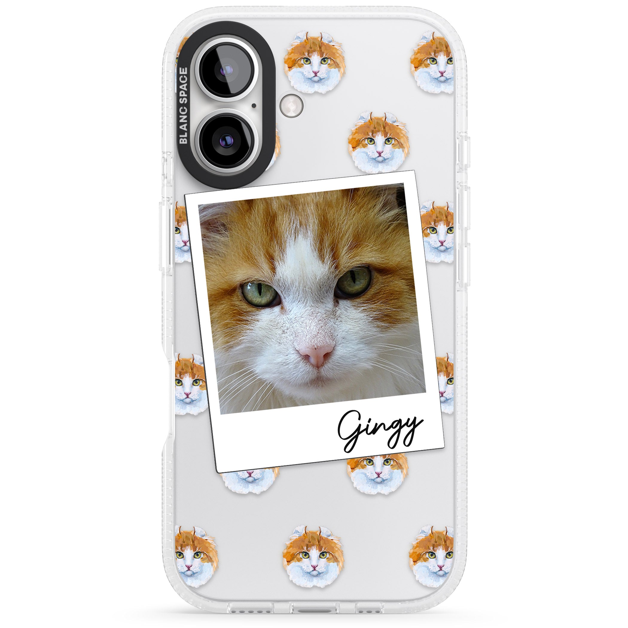 Personalised American Curl Photo iPhone 16 / 16 Plus Clear Case Impact Air - Blanc Space