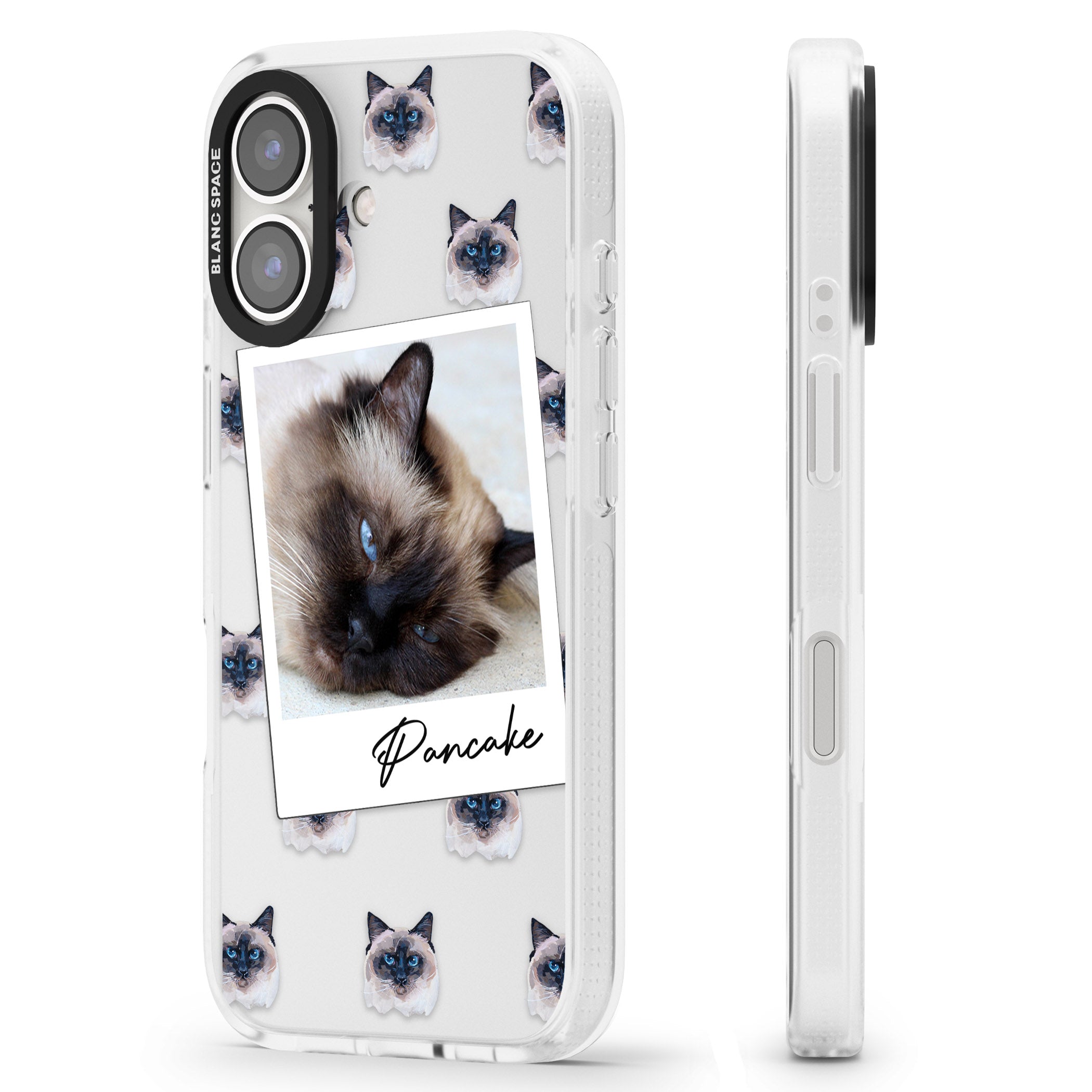 Personalised Burmese Cat Photo iPhone 16 / 16 Plus Clear Case Impact Air - Blanc Space