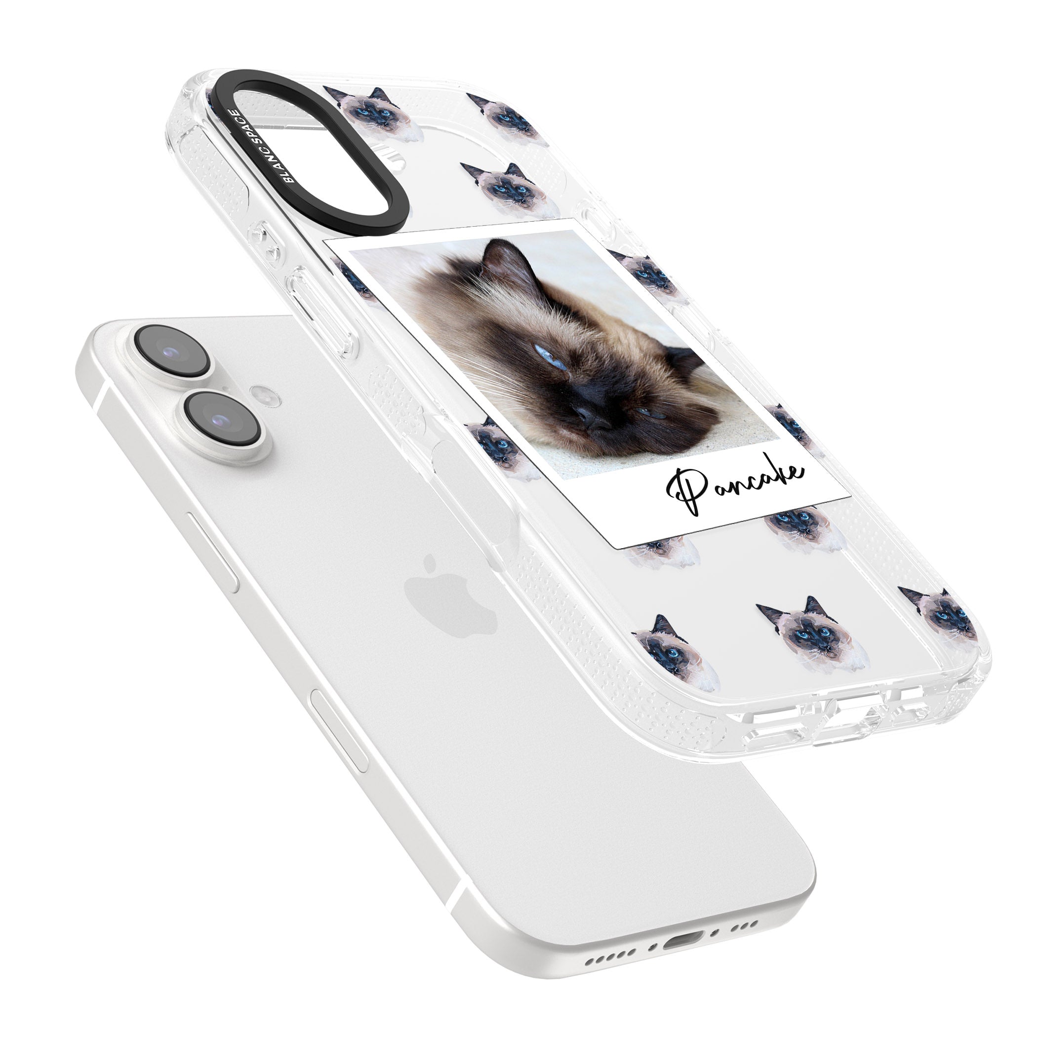 Personalised Burmese Cat Photo iPhone 16 / 16 Plus Clear Case Impact Air - Blanc Space