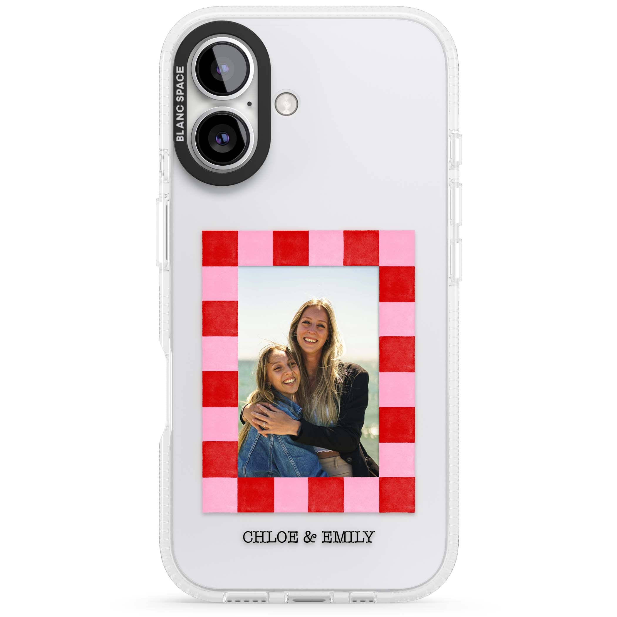 Bubblegum Check Photo for her iPhone case | Clear Case Impact Air case for iPhone 16, iPhone 16 Plus