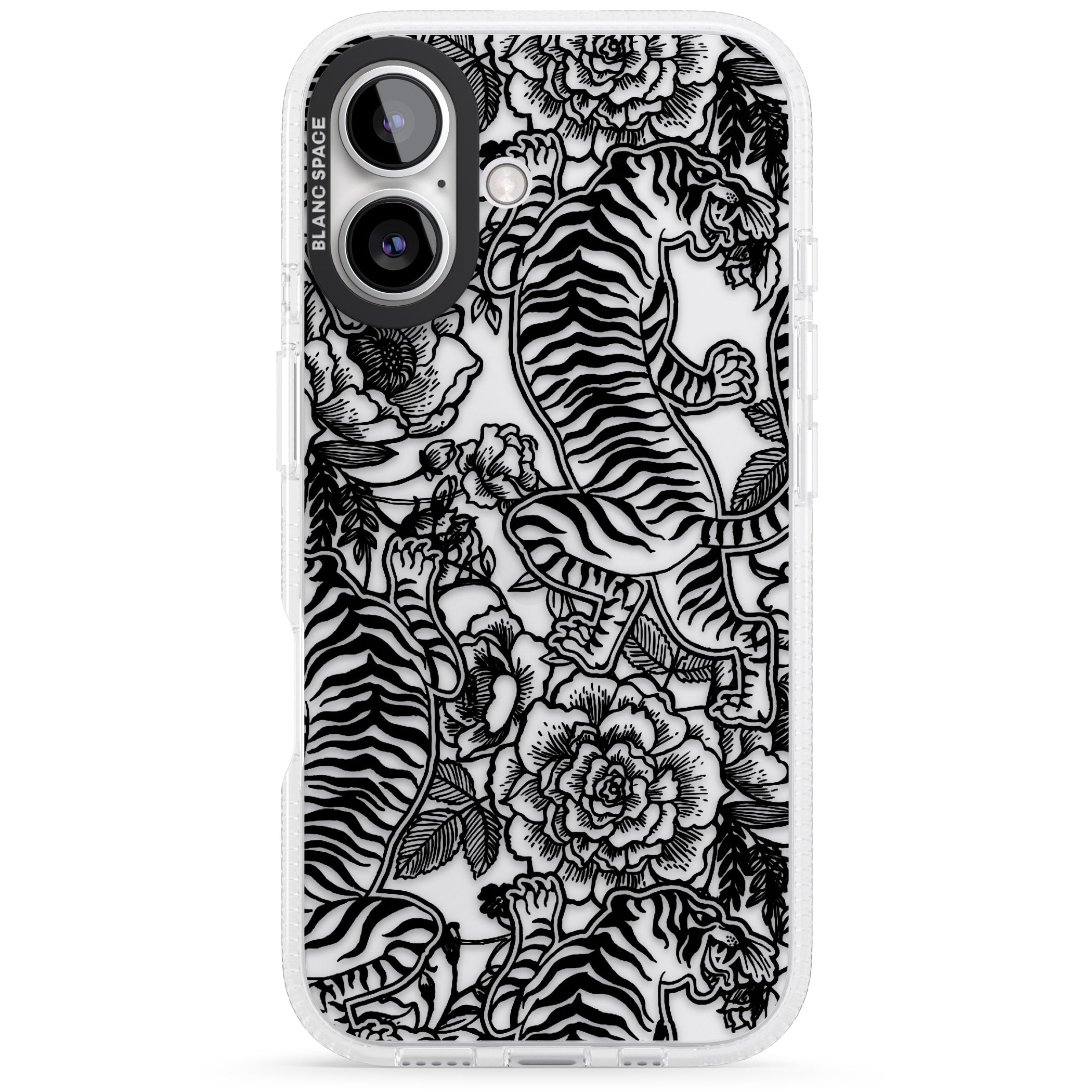Personalised Chinese Tiger Pattern iPhone 16 / 16 Plus Clear Case Impact Air - Blanc Space