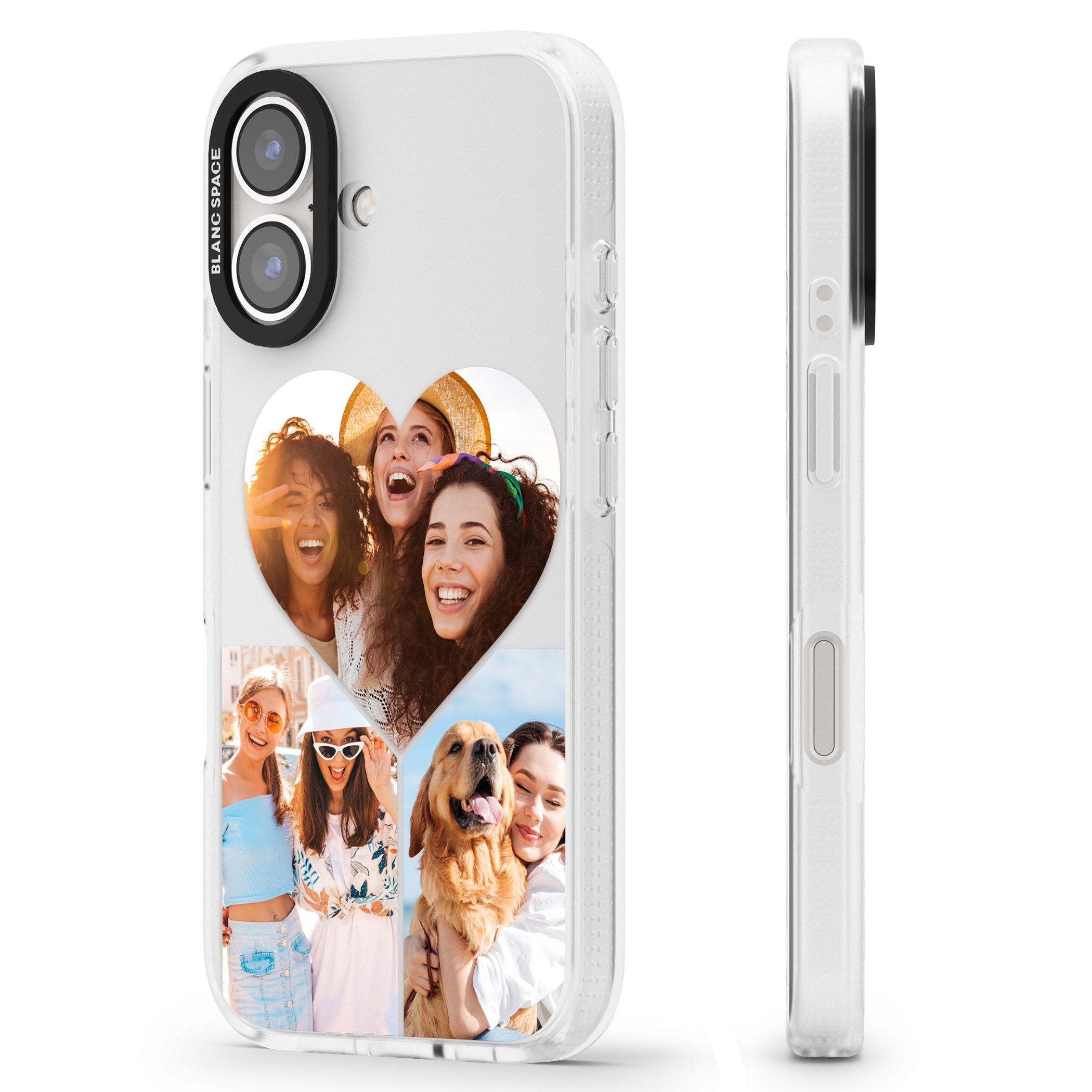 Personalised Heart Photo iPhone 16 / 16 Plus Clear Case Impact Air - Blanc Space