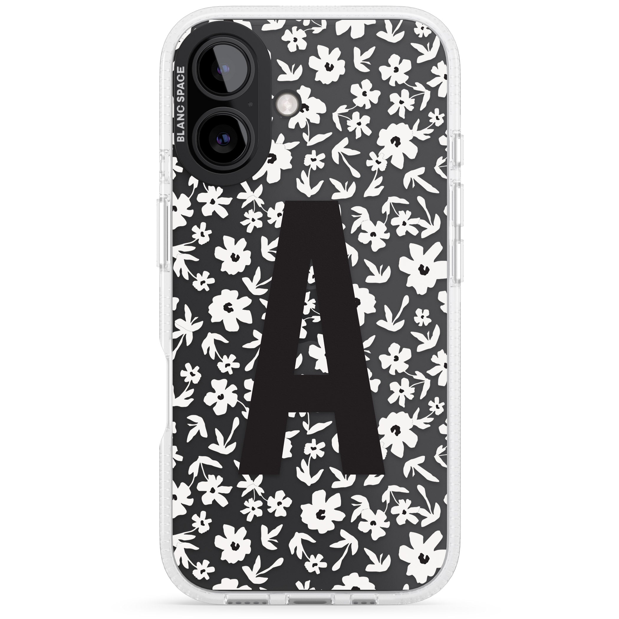 Personalised Floral Pattern Personalised iPhone 16 / 16 Plus Clear Case Impact Air - Blanc Space