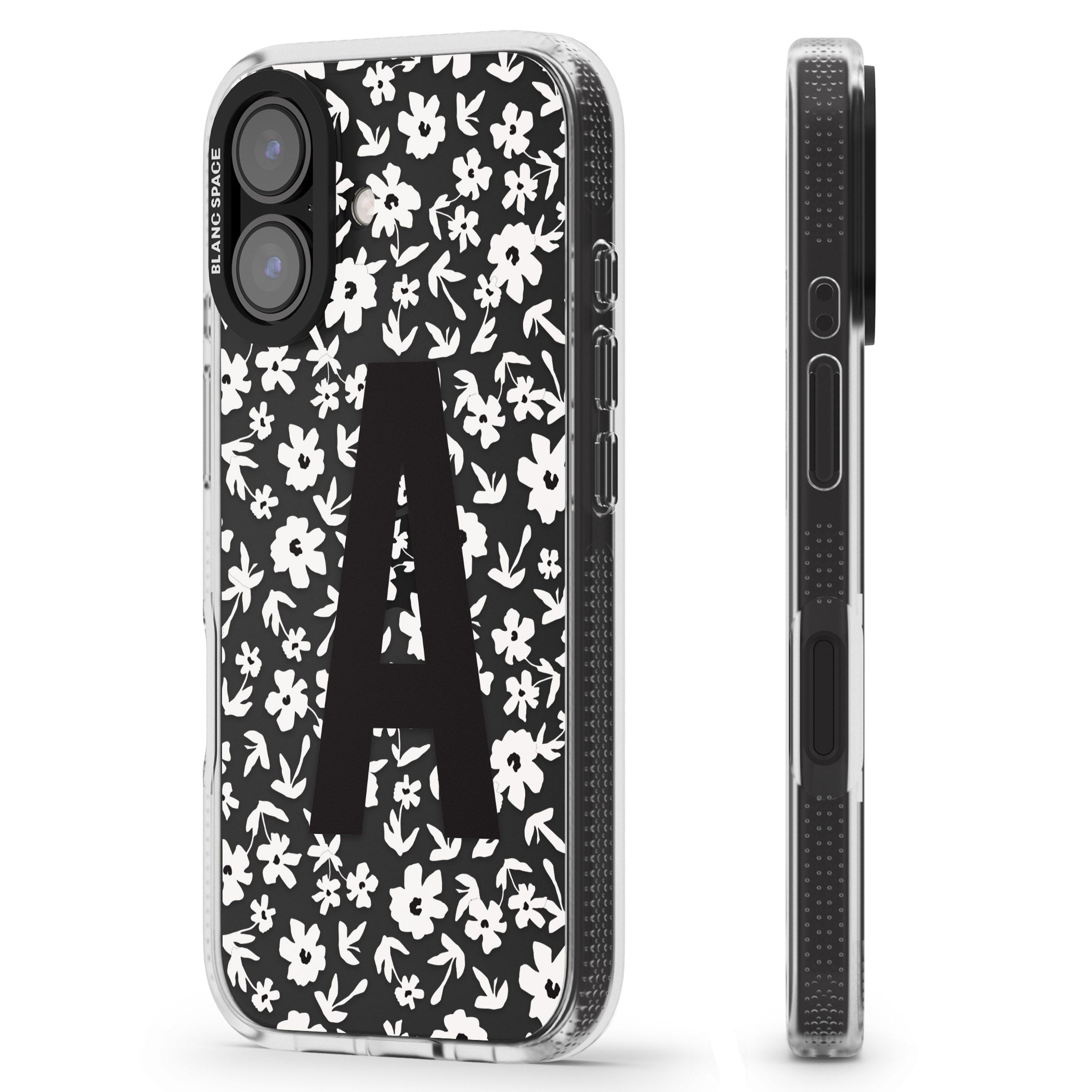 Personalised Floral Pattern Personalised iPhone 16 / 16 Plus Clear Case Impact Air - Blanc Space