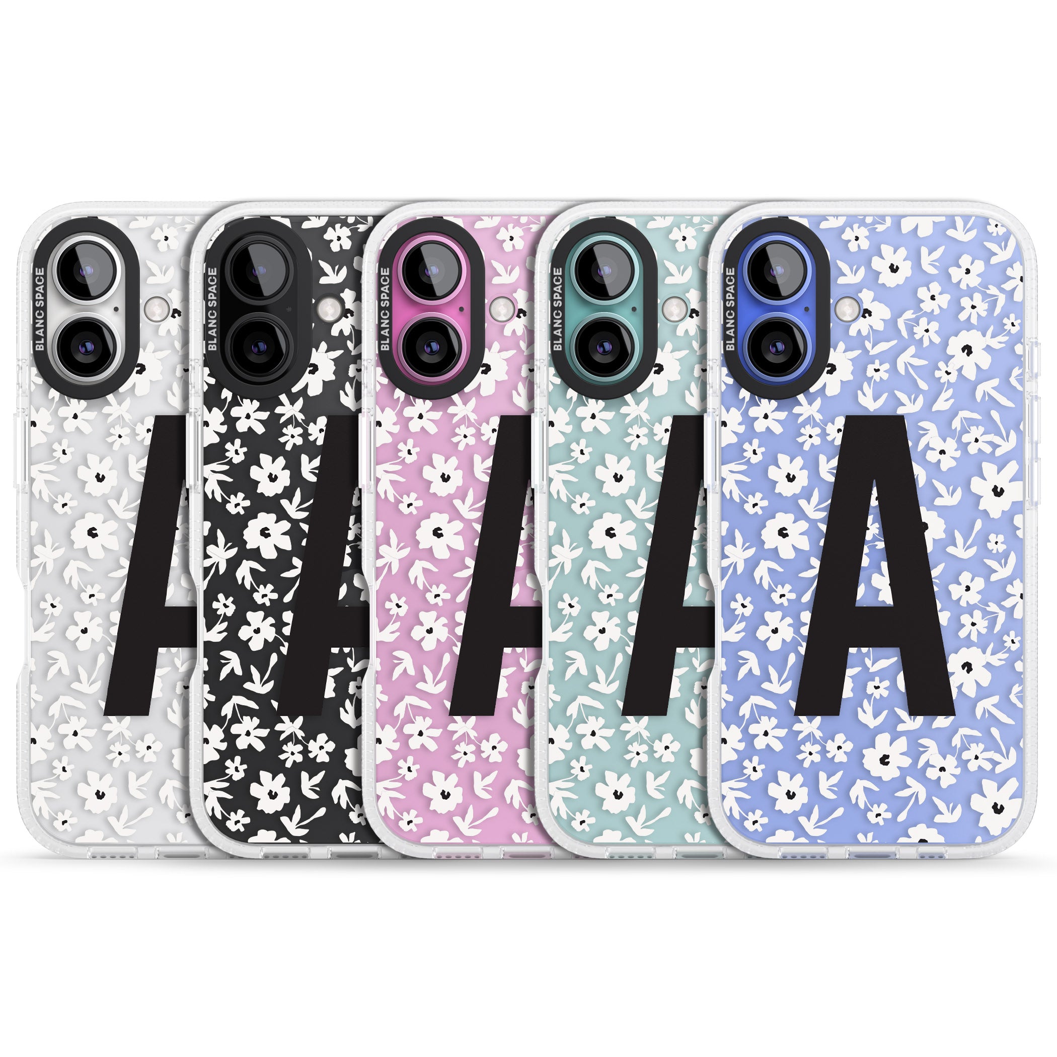 Personalised Floral Pattern Personalised iPhone 16 / 16 Plus Clear Case Impact Air - Blanc Space