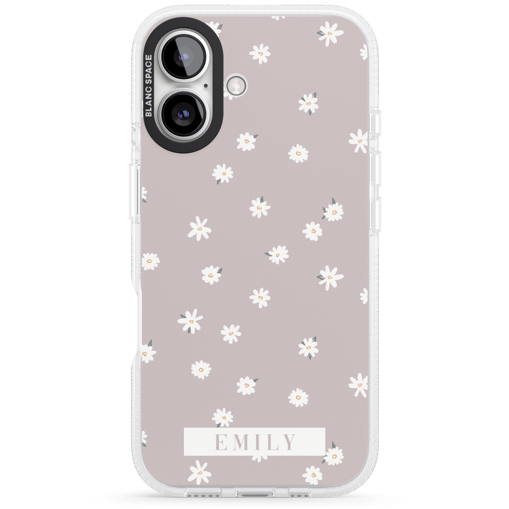 Personalised Dusty Rose Personalised iPhone 16 / 16 Plus Clear Case Impact Air - Blanc Space