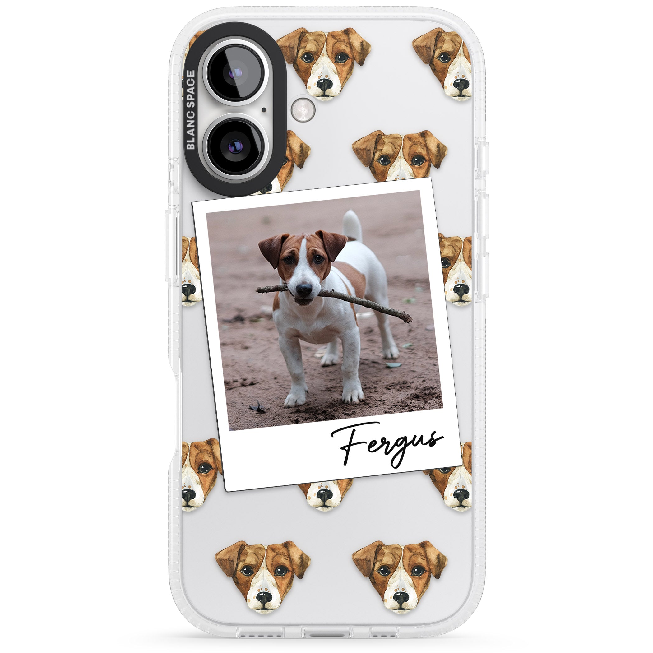 Personalised Jack Russell - Dog Photo iPhone 16 / 16 Plus Clear Case Impact Air - Blanc Space