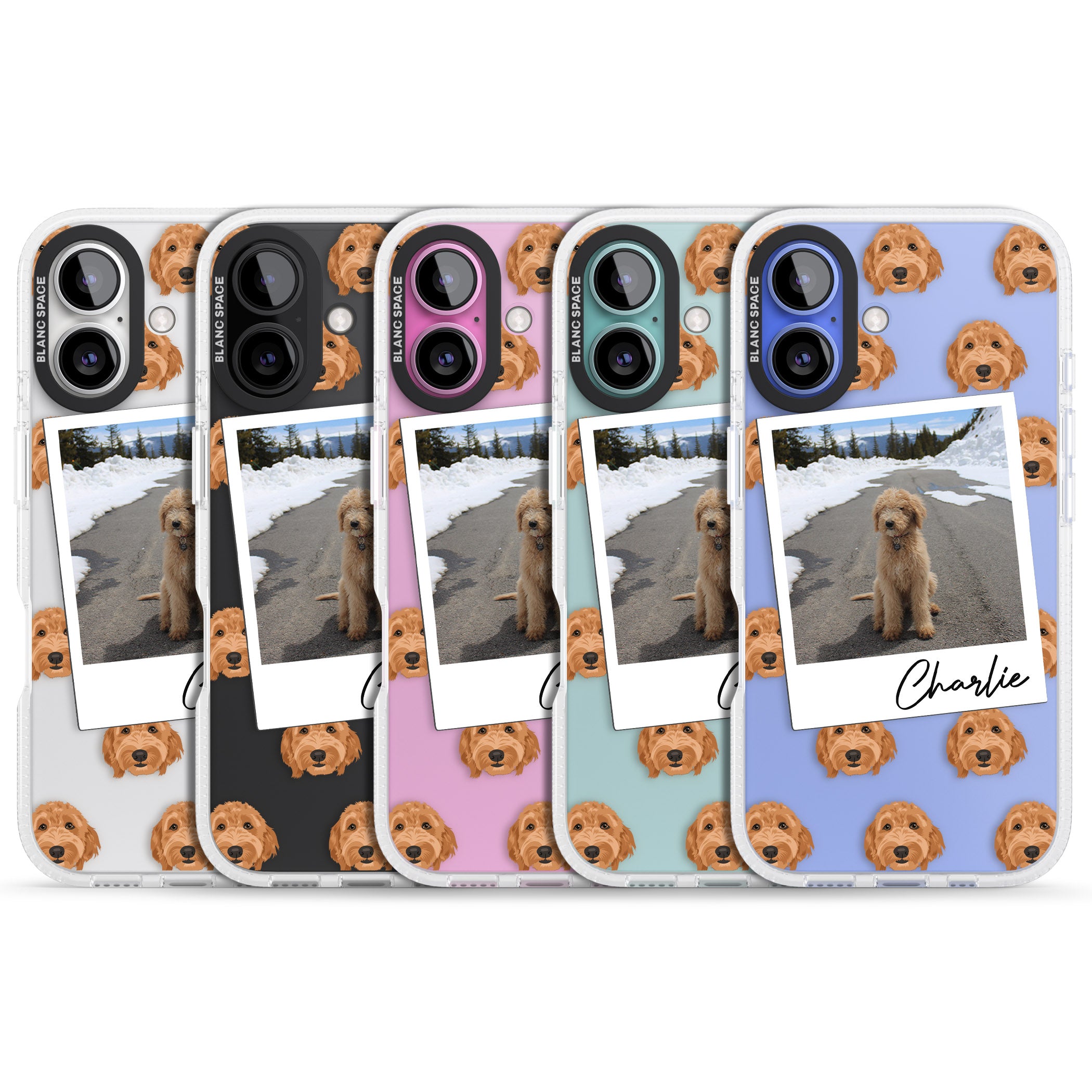 Personalised Personalised Golden Doodle - Dog Photo iPhone 16 / 16 Plus Clear Case Impact Air - Blanc Space