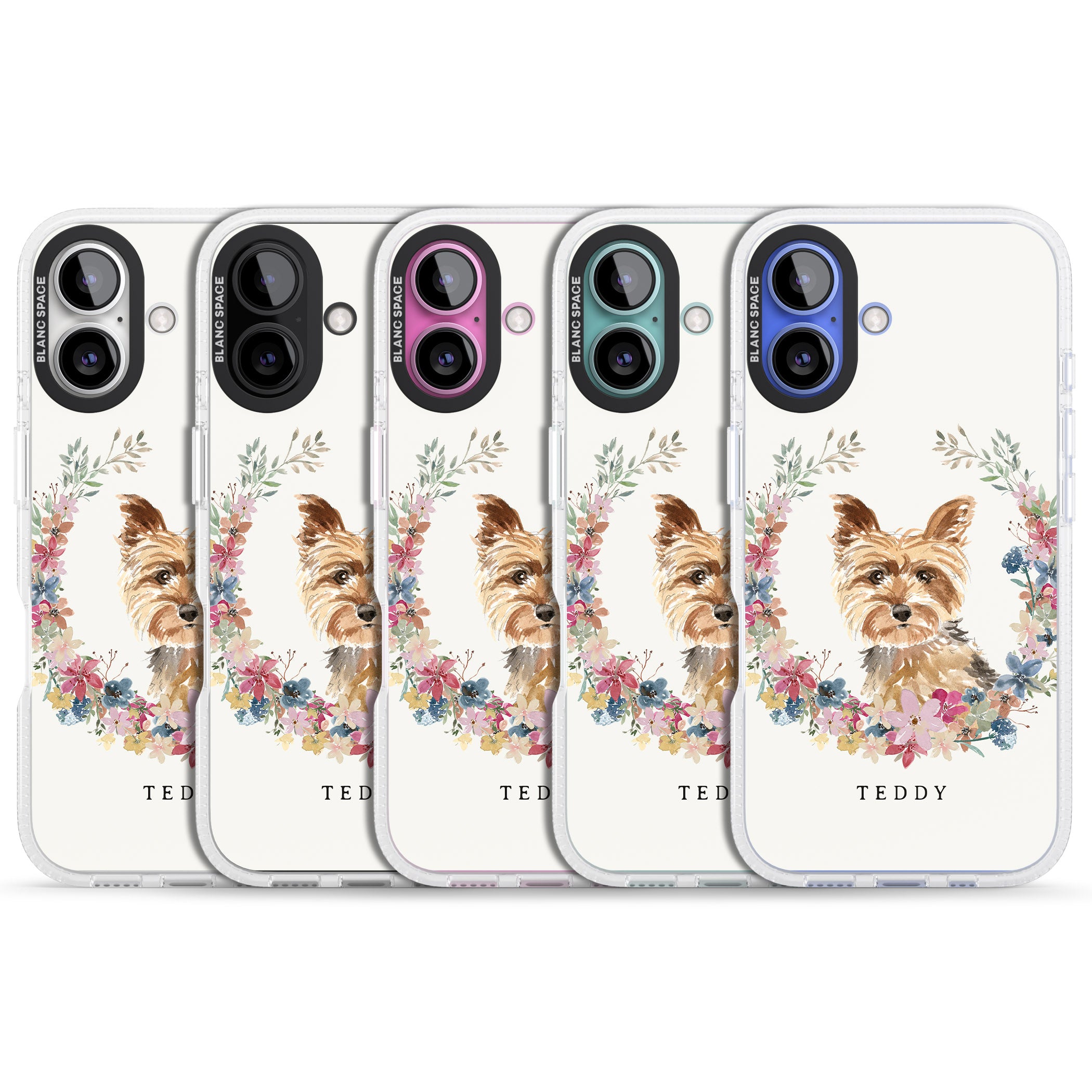 Personalised Yorkshire Terrier - Watercolour Dog Portrait iPhone 16 / 16 Plus Clear Case Impact Air - Blanc Space