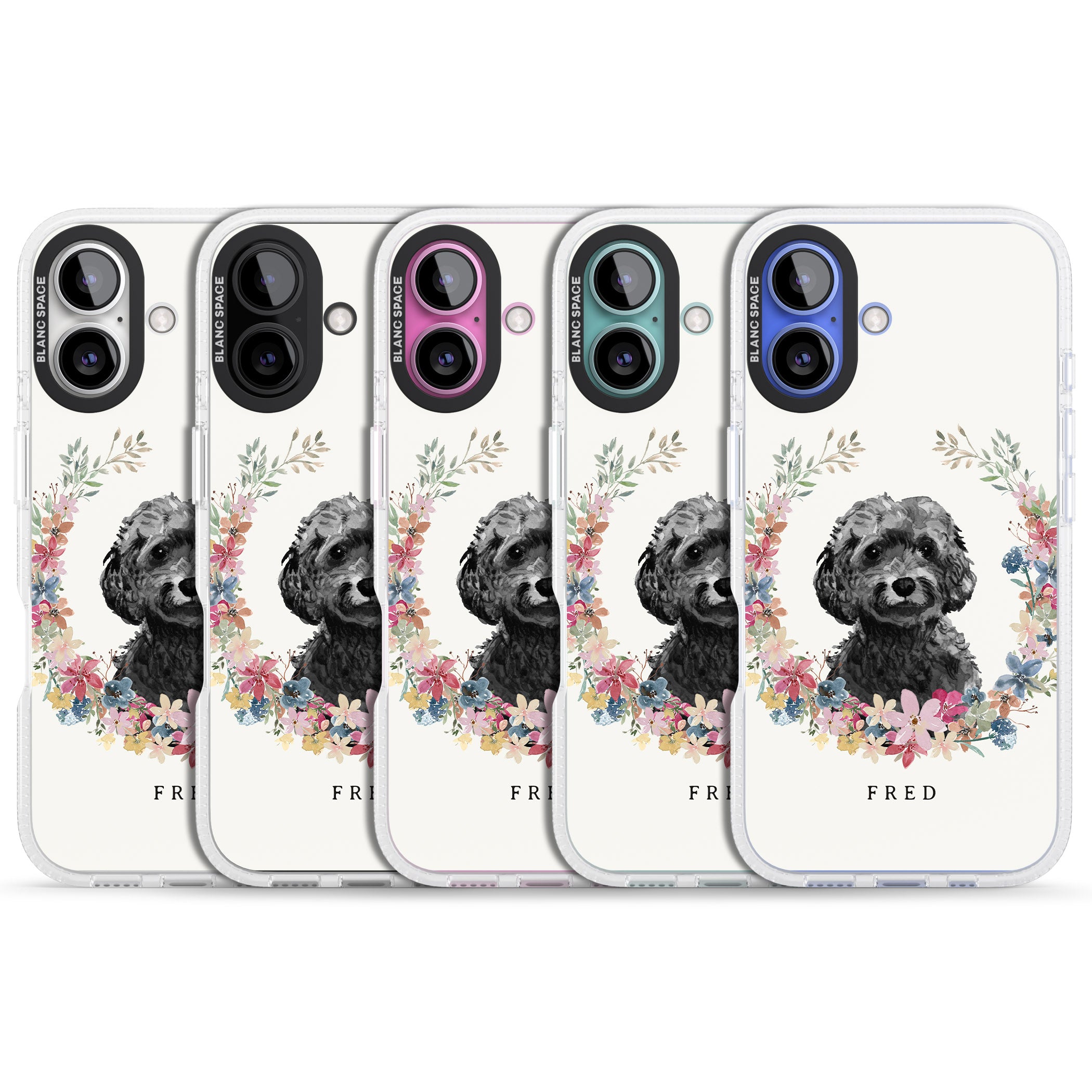 Personalised Black Cockapoo - Watercolour Dog Portrait iPhone 16 / 16 Plus Clear Case Impact Air - Blanc Space