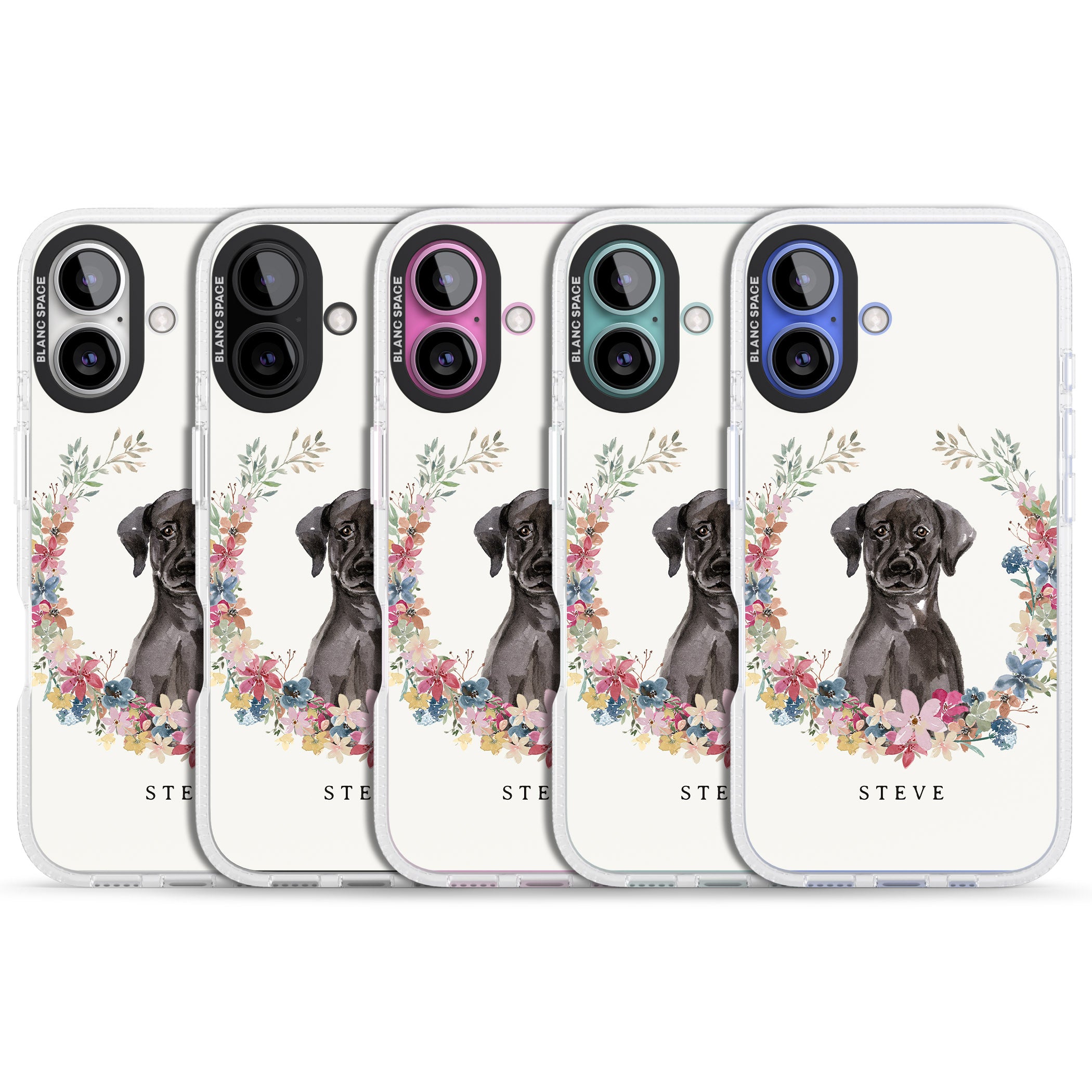 Personalised Black Lab Watercolour Dog Portrait iPhone 16 / 16 Plus Clear Case Impact Air - Blanc Space