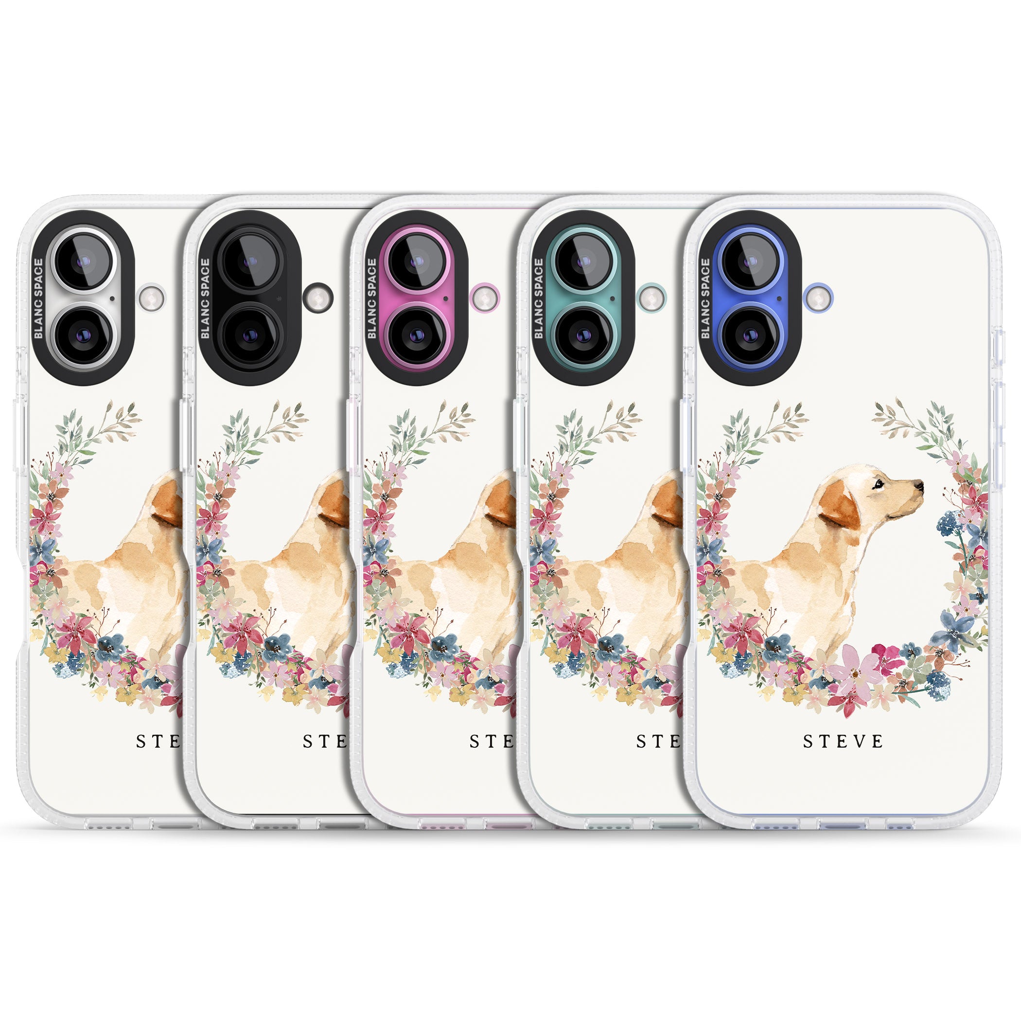 Personalised Yellow Labrador - Watercolour Dog Portrait iPhone 16 / 16 Plus Clear Case Impact Air - Blanc Space