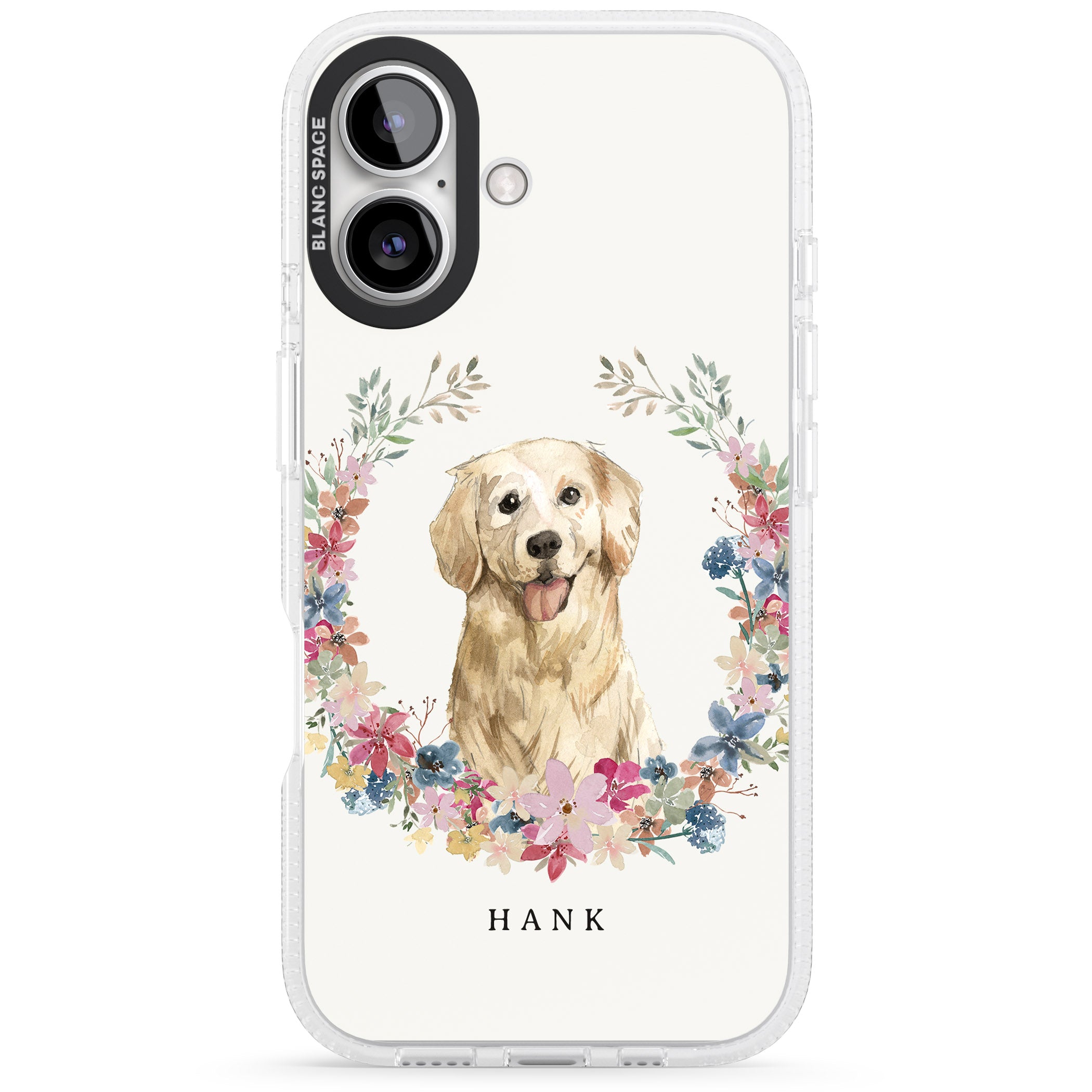 Personalised Golden Retriever - Watercolour Dog Portrait iPhone 16 / 16 Plus Clear Case Impact Air - Blanc Space