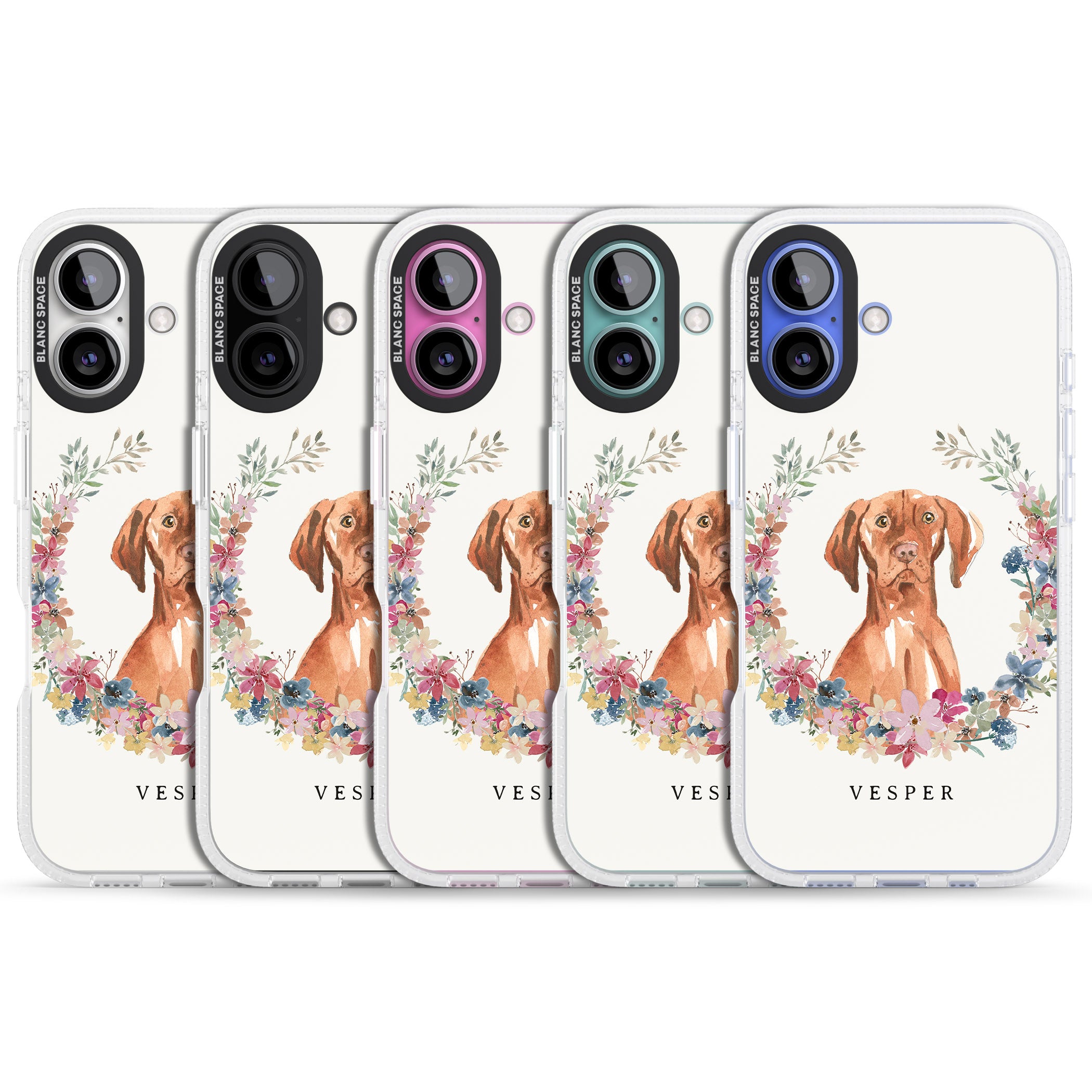 Personalised Hungarian Vizsla - Watercolour Dog Portrait iPhone 16 / 16 Plus Clear Case Impact Air - Blanc Space