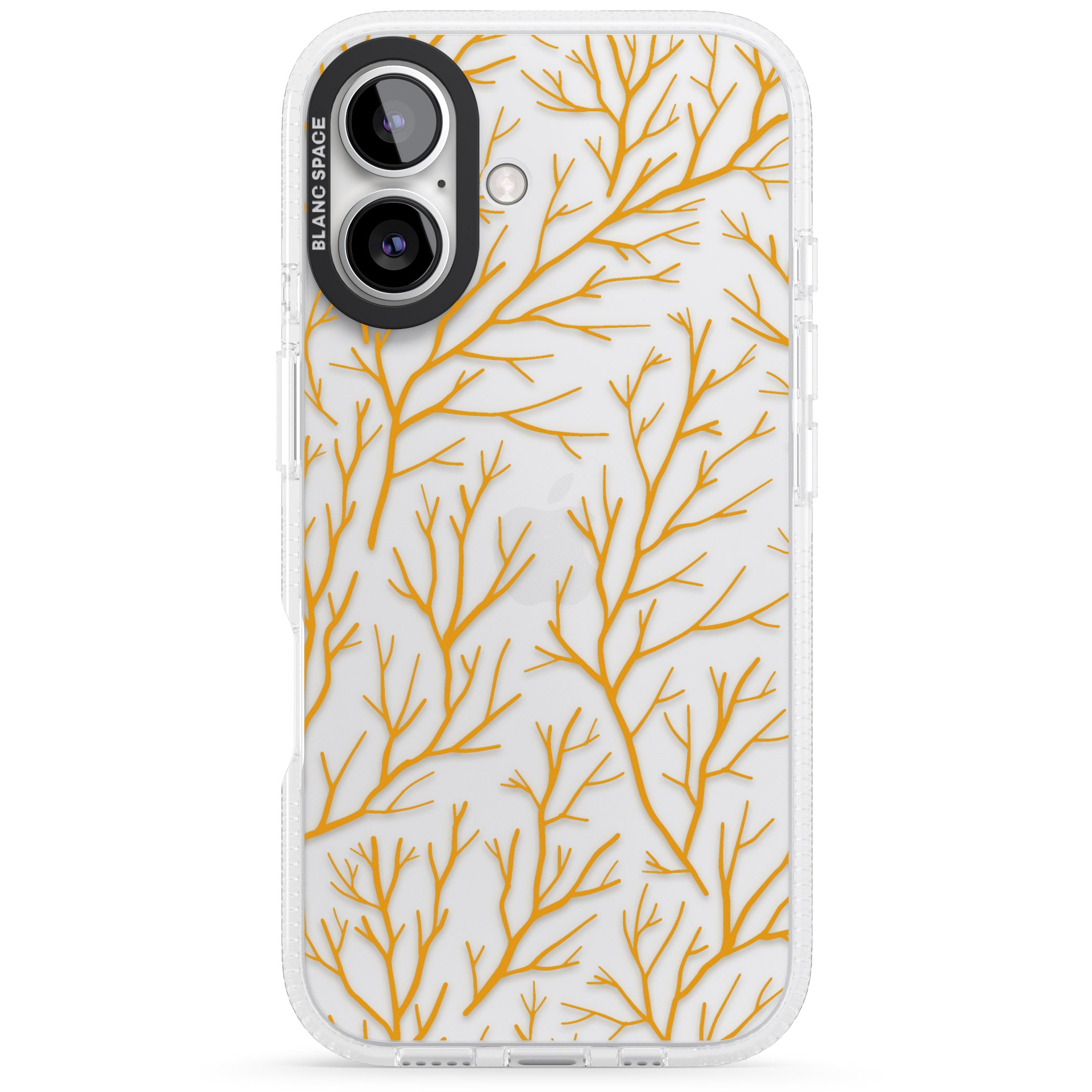 Personalised Bramble Branches Pattern iPhone 16 / 16 Plus Clear Case Impact Air - Blanc Space