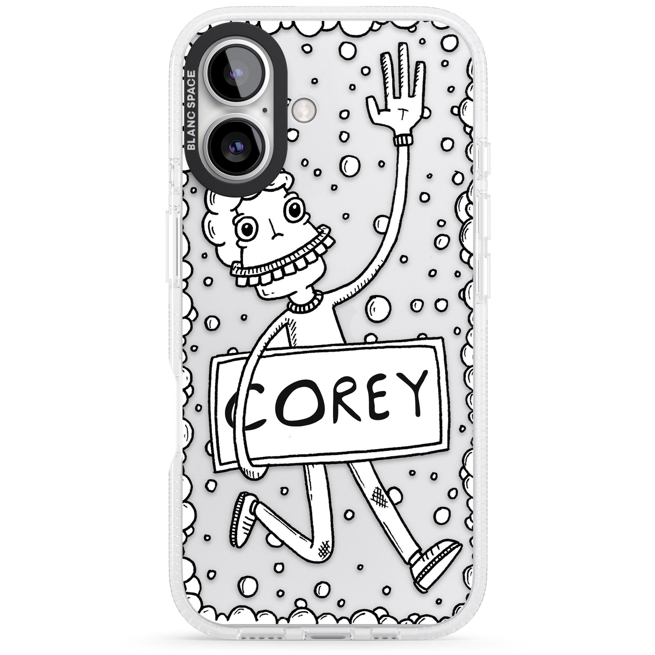 Personalised Banner Boy iPhone 16 / 16 Plus Clear Case Impact Air - Blanc Space