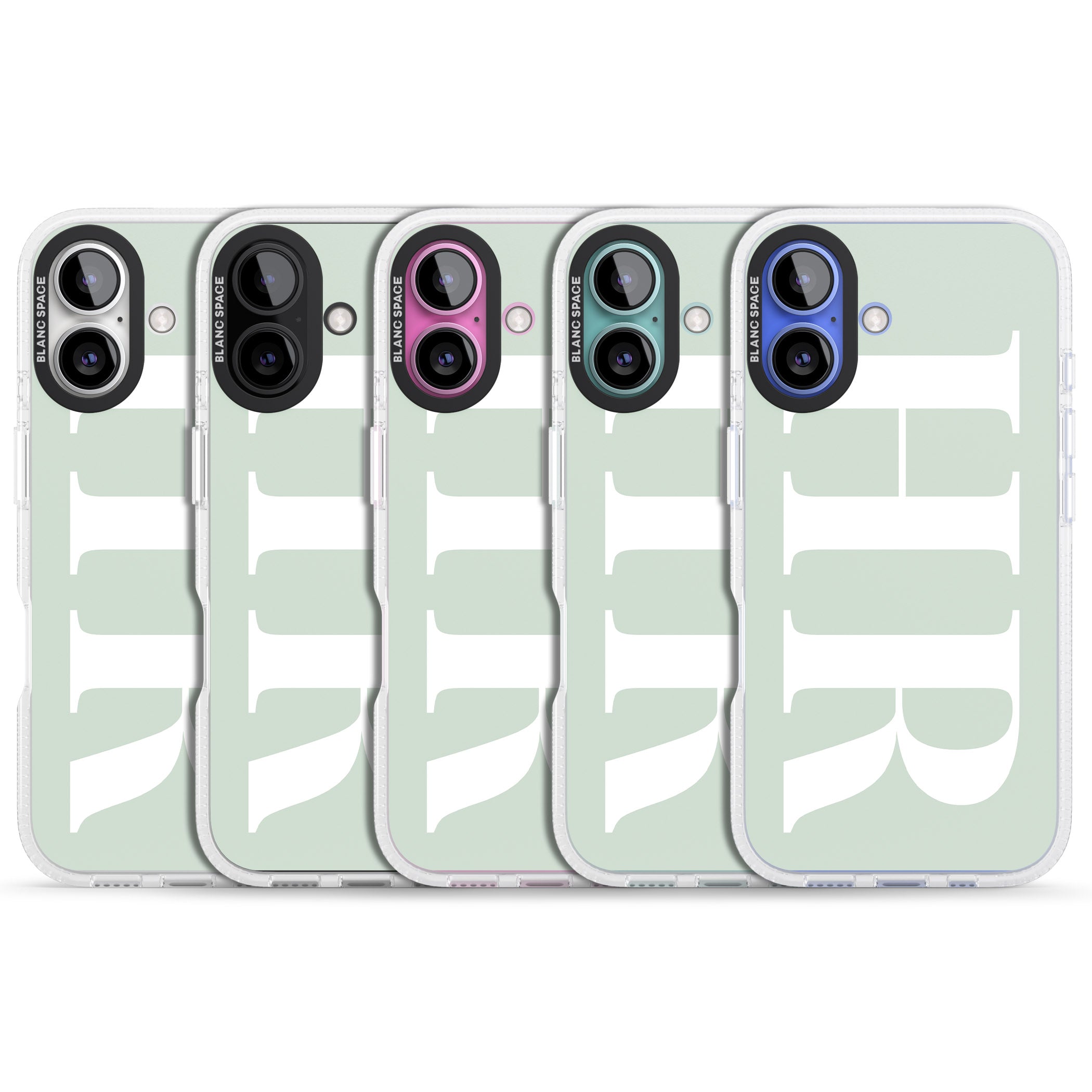 Personalised White & Seafoam Green Personalised iPhone 16 / 16 Plus Clear Case Impact Air - Blanc Space