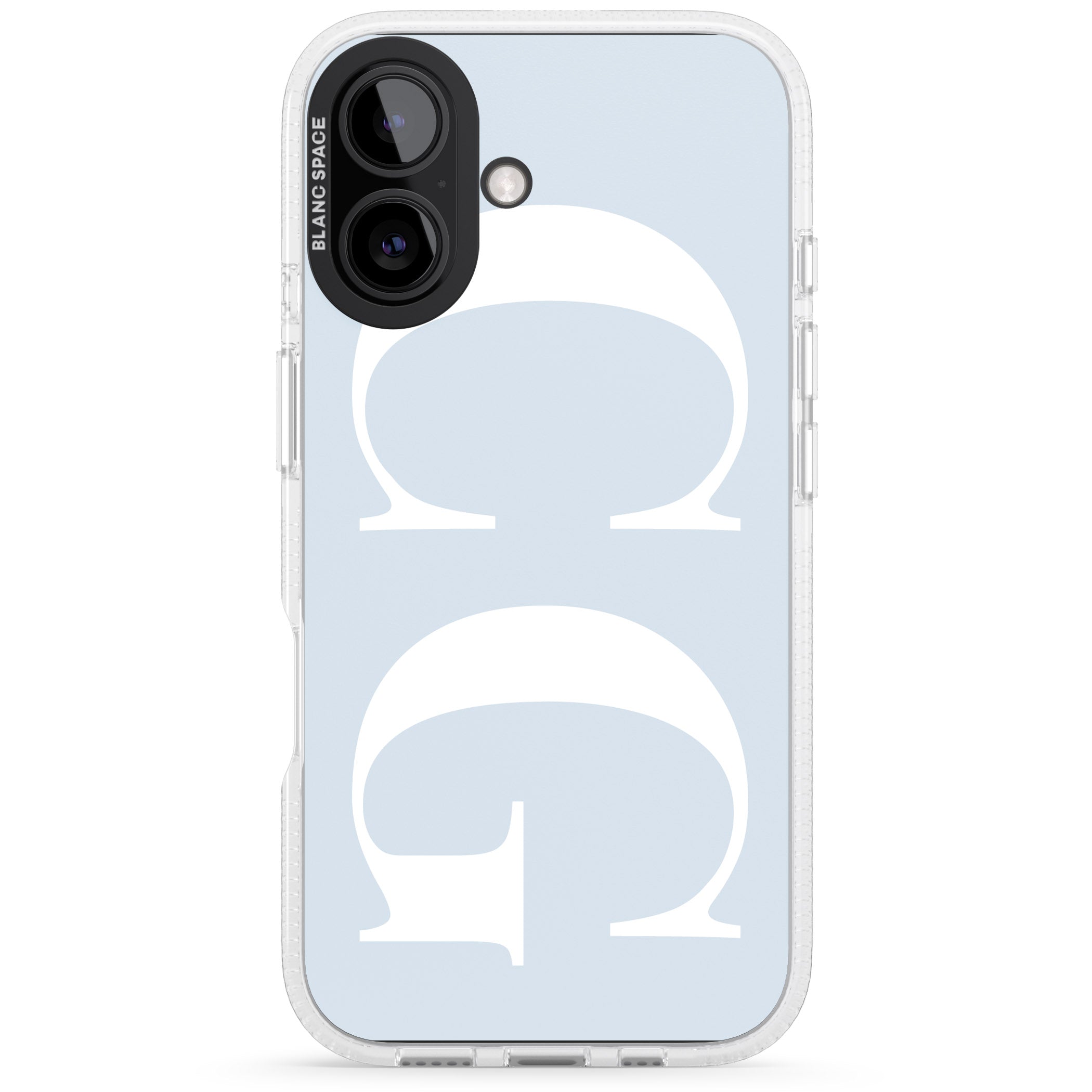 Personalised White & Blue Personalised iPhone 16 / 16 Plus Clear Case Impact Air - Blanc Space