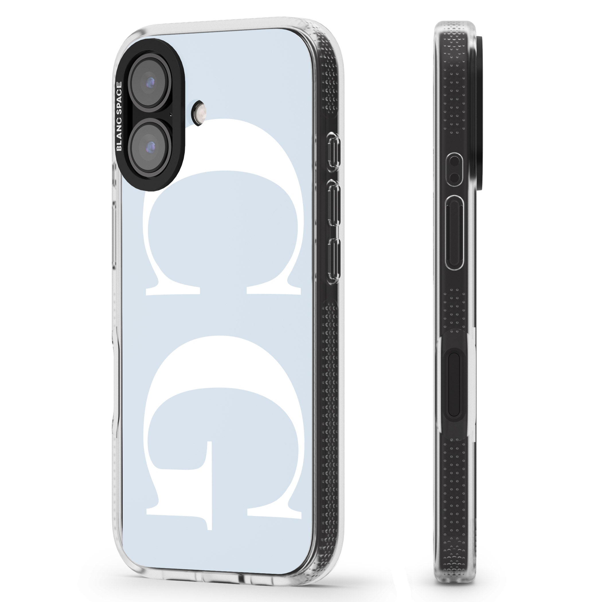 Personalised White & Blue Personalised iPhone 16 / 16 Plus Clear Case Impact Air - Blanc Space