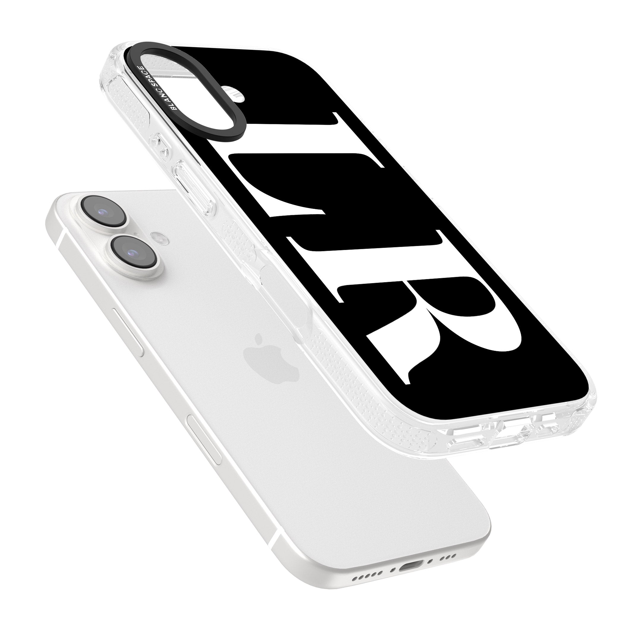 Personalised White & Black Letters iPhone 16 / 16 Plus Clear Case Impact Air - Blanc Space