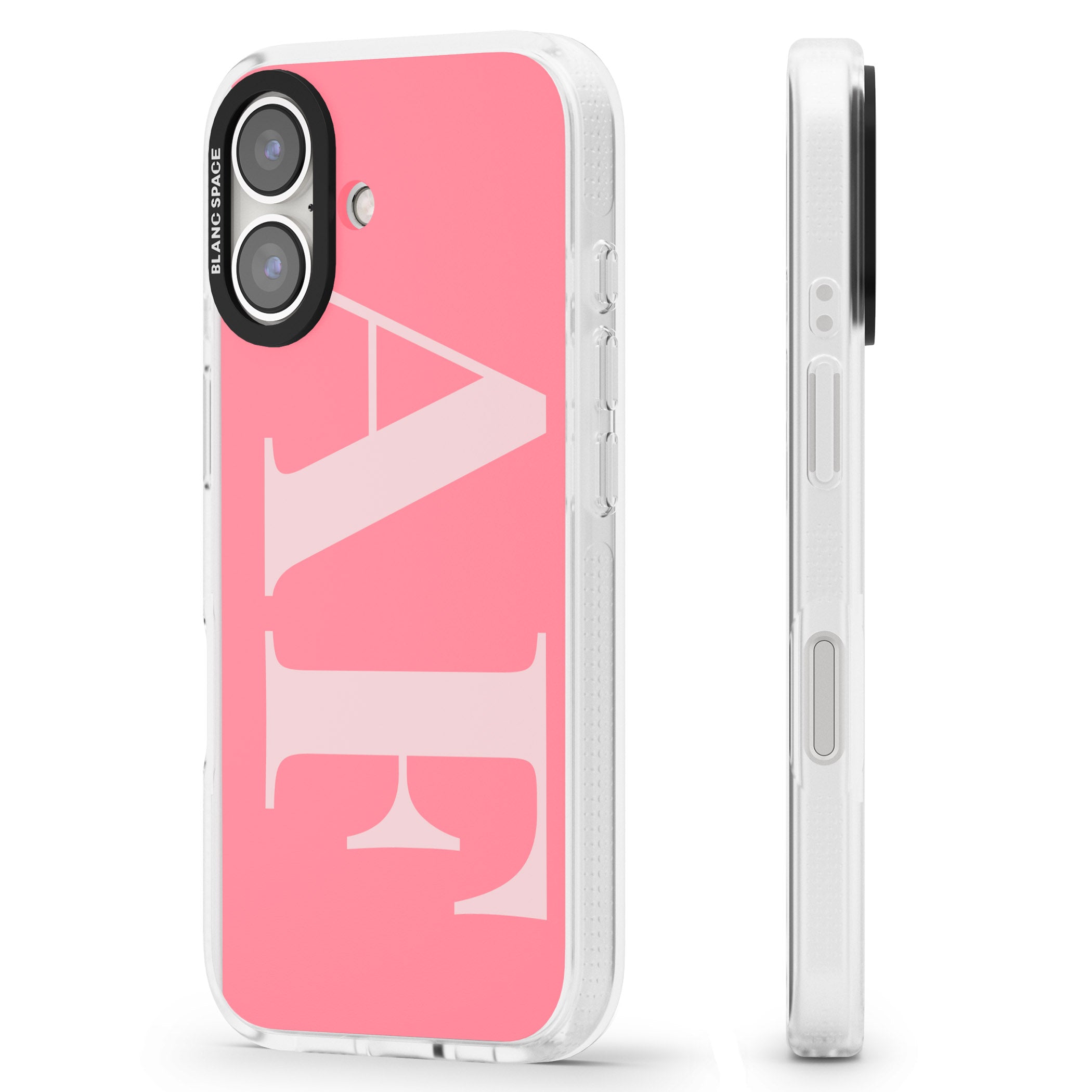 Personalised Light & Dark Pink Personalised iPhone 16 / 16 Plus Clear Case Impact Air - Blanc Space