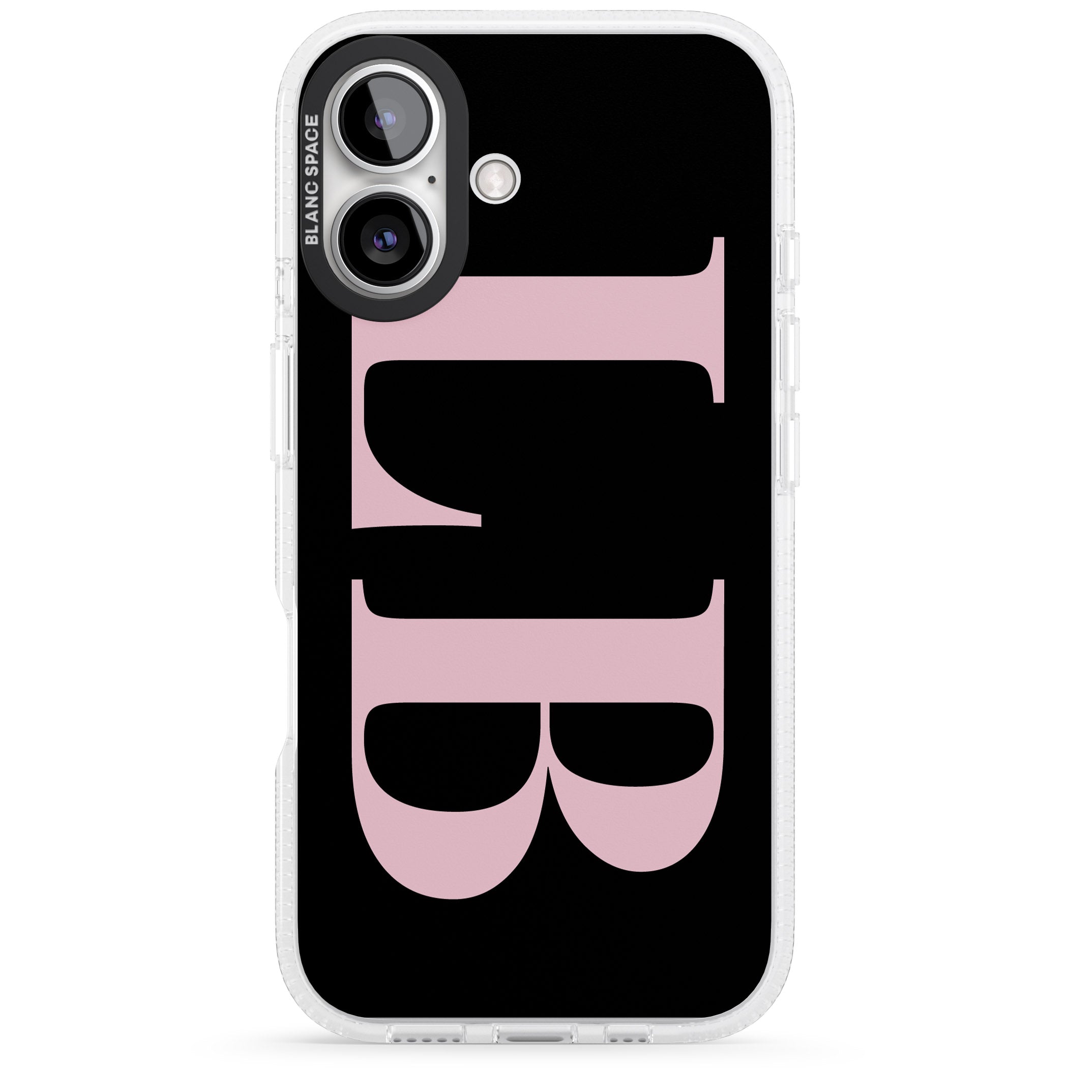Personalised Pink & Black Letters iPhone 16 / 16 Plus Clear Case Impact Air - Blanc Space