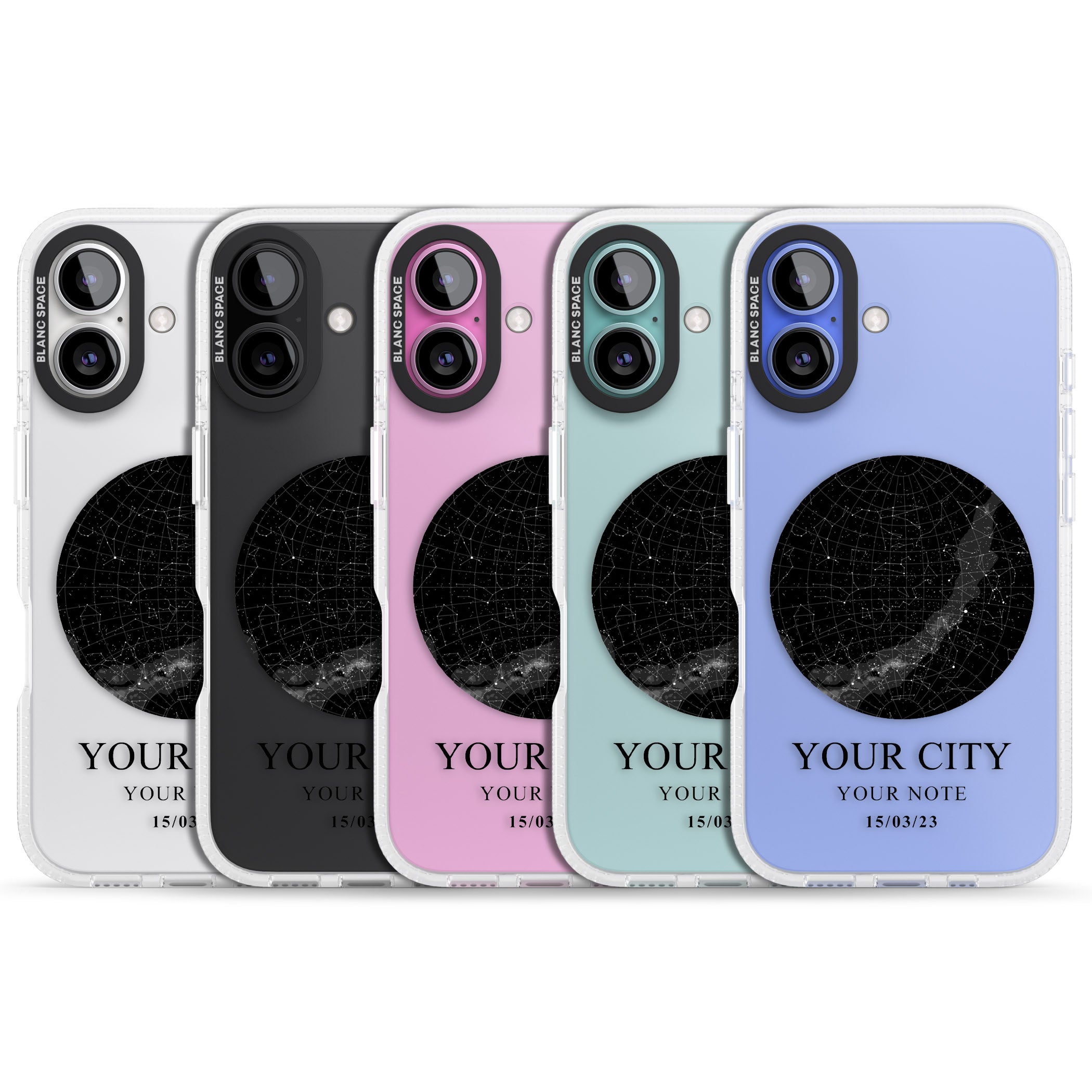 Personalised Star Map iPhone 16 / 16 Plus Clear Case Impact Air - Blanc Space