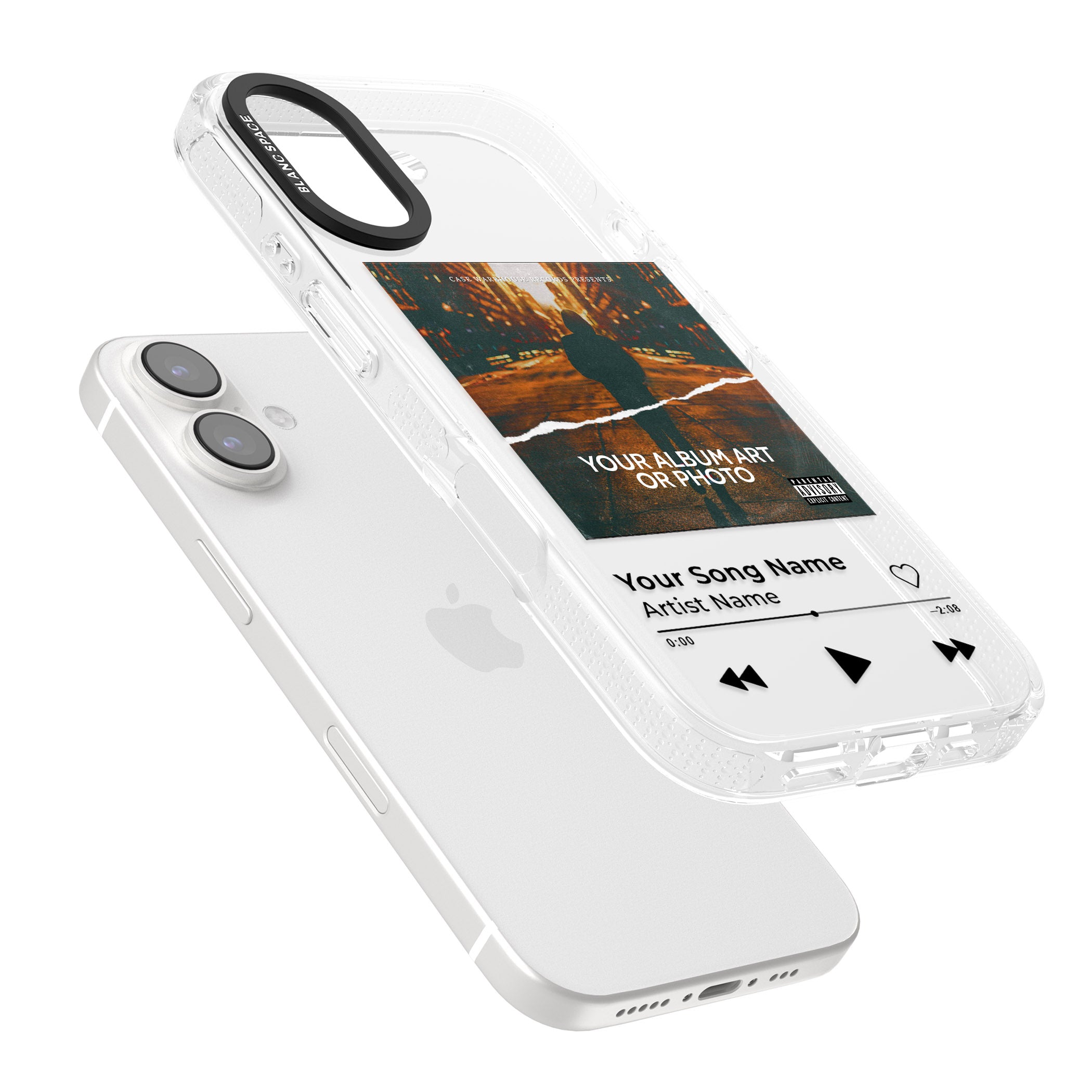 Personalised Album Art iPhone 16 / 16 Plus Clear Case Impact Air - Blanc Space