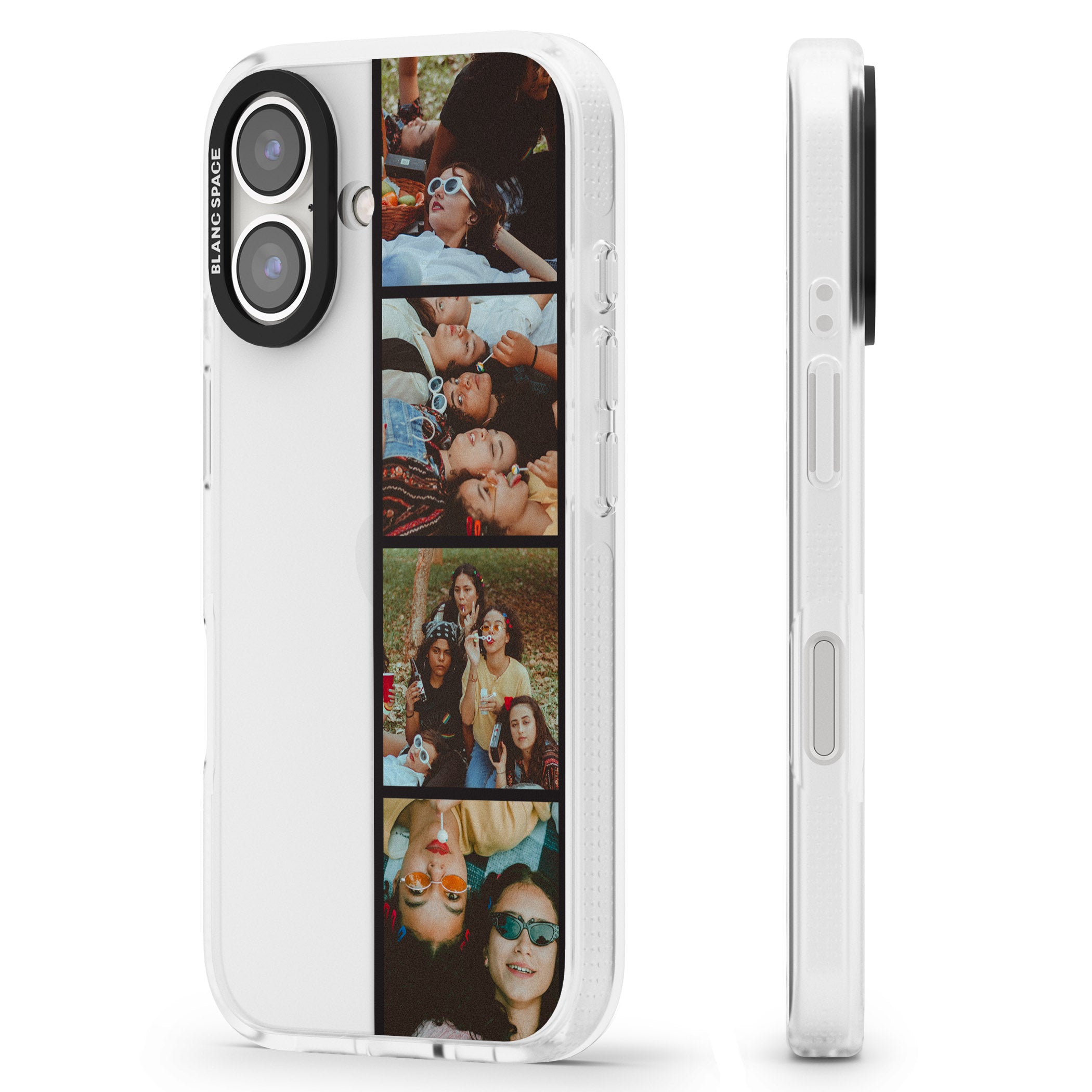 Personalised Photo Strip iPhone 16 / 16 Plus Clear Case Impact Air - Blanc Space