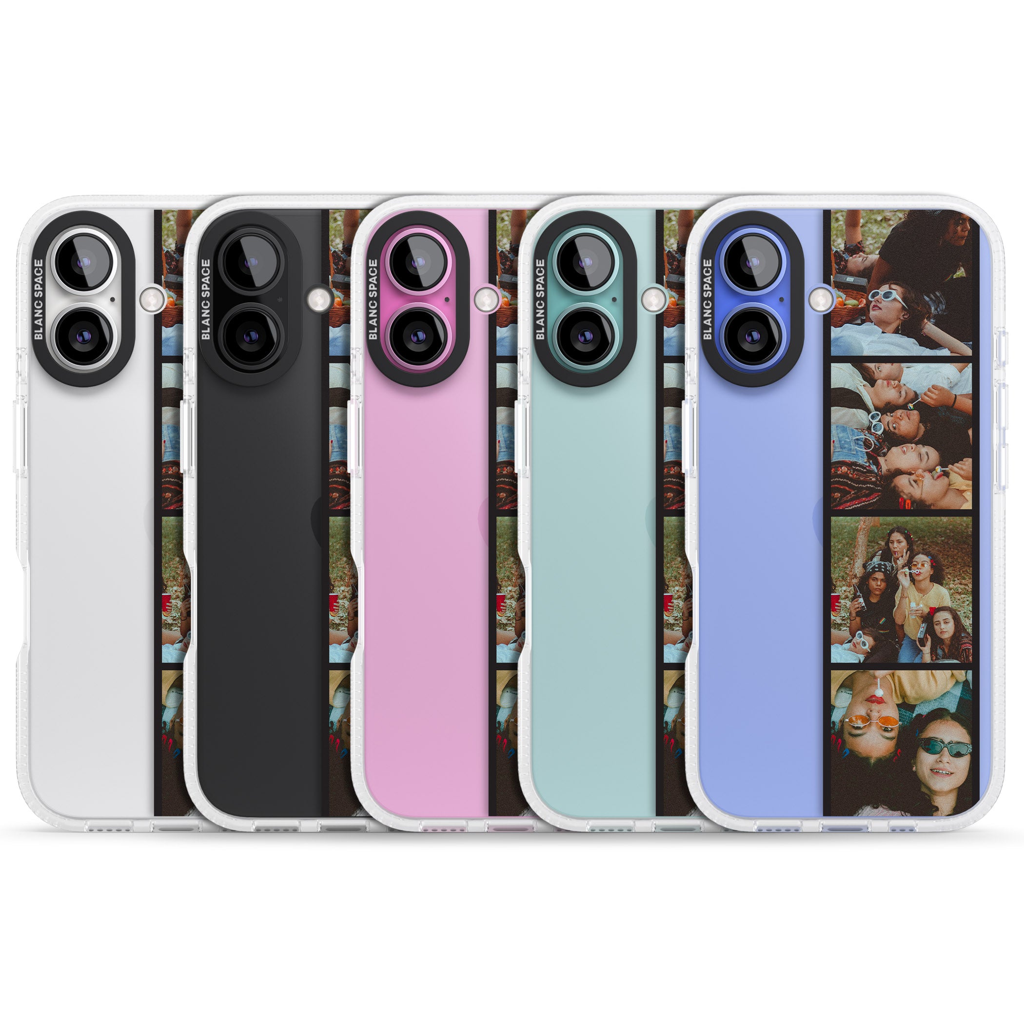 Personalised Photo Strip iPhone 16 / 16 Plus Clear Case Impact Air - Blanc Space