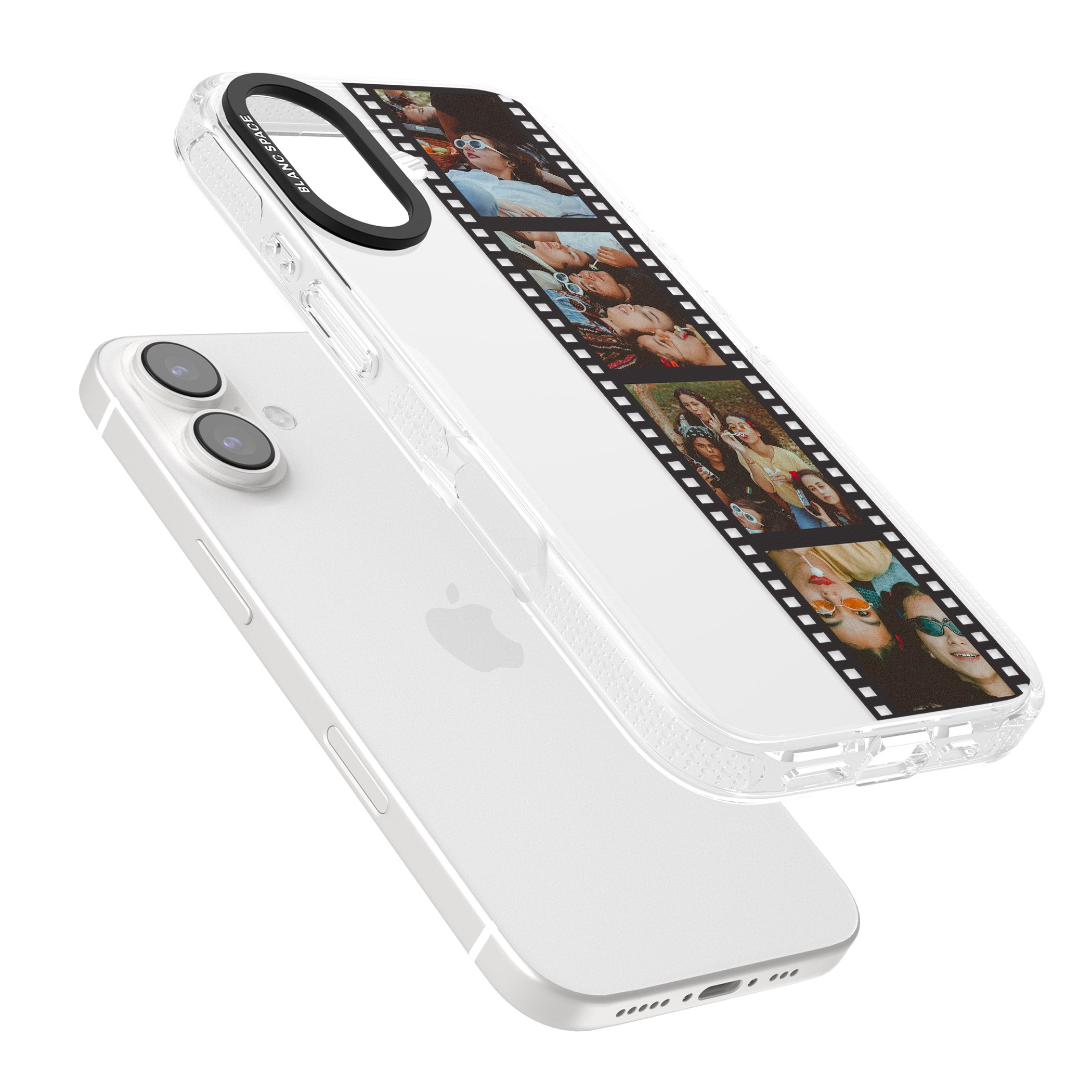 Personalised Instant Camera Photo Phone Case iPhone 16 / 16 Plus Clear Case Impact Air - Blanc Space