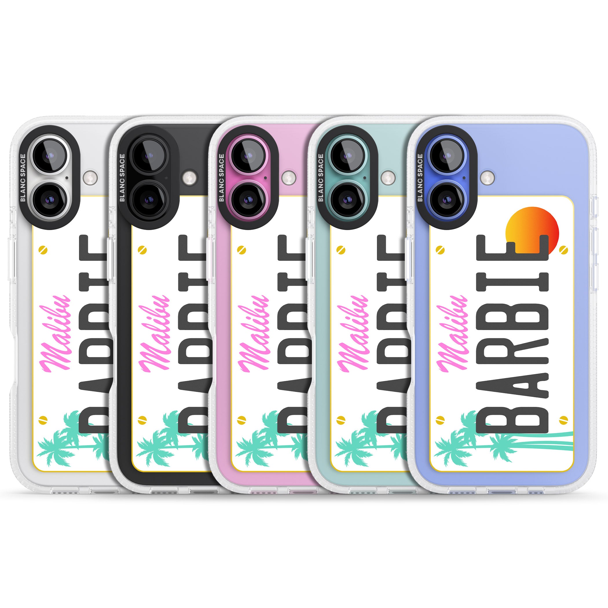 Personalised Malibu License Plate iPhone 16 / 16 Plus Clear Case Impact Air - Blanc Space