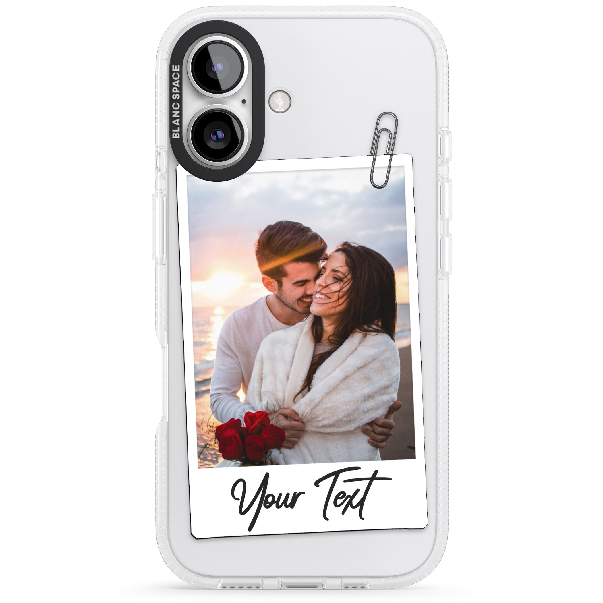 Personalised Instant Camera Photo iPhone 16 / 16 Plus Clear Case Impact Air - Blanc Space