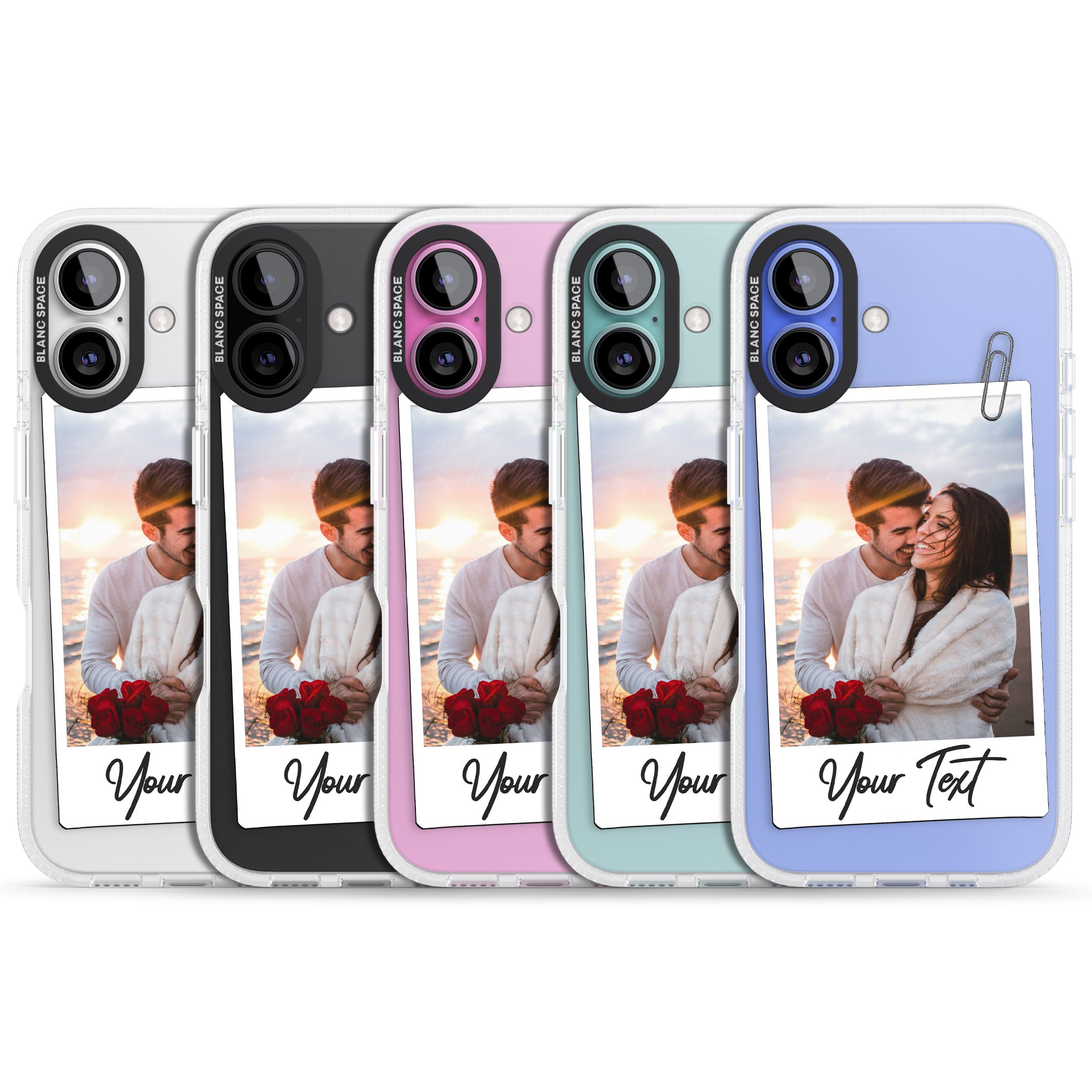 Personalised Instant Camera Photo iPhone 16 / 16 Plus Clear Case Impact Air - Blanc Space