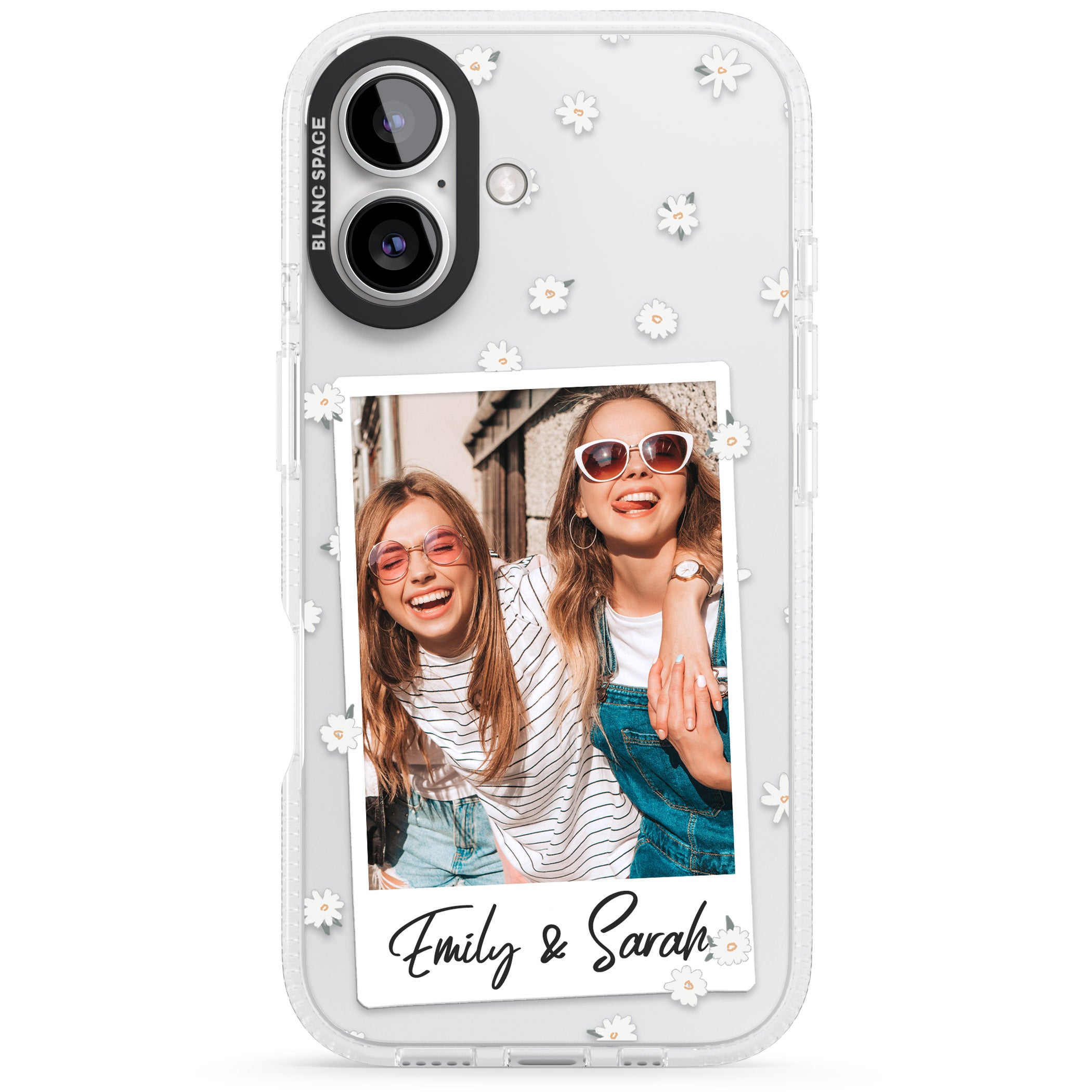 Personalised Daisy Instant Photo iPhone 16 / 16 Plus Clear Case Impact Air - Blanc Space