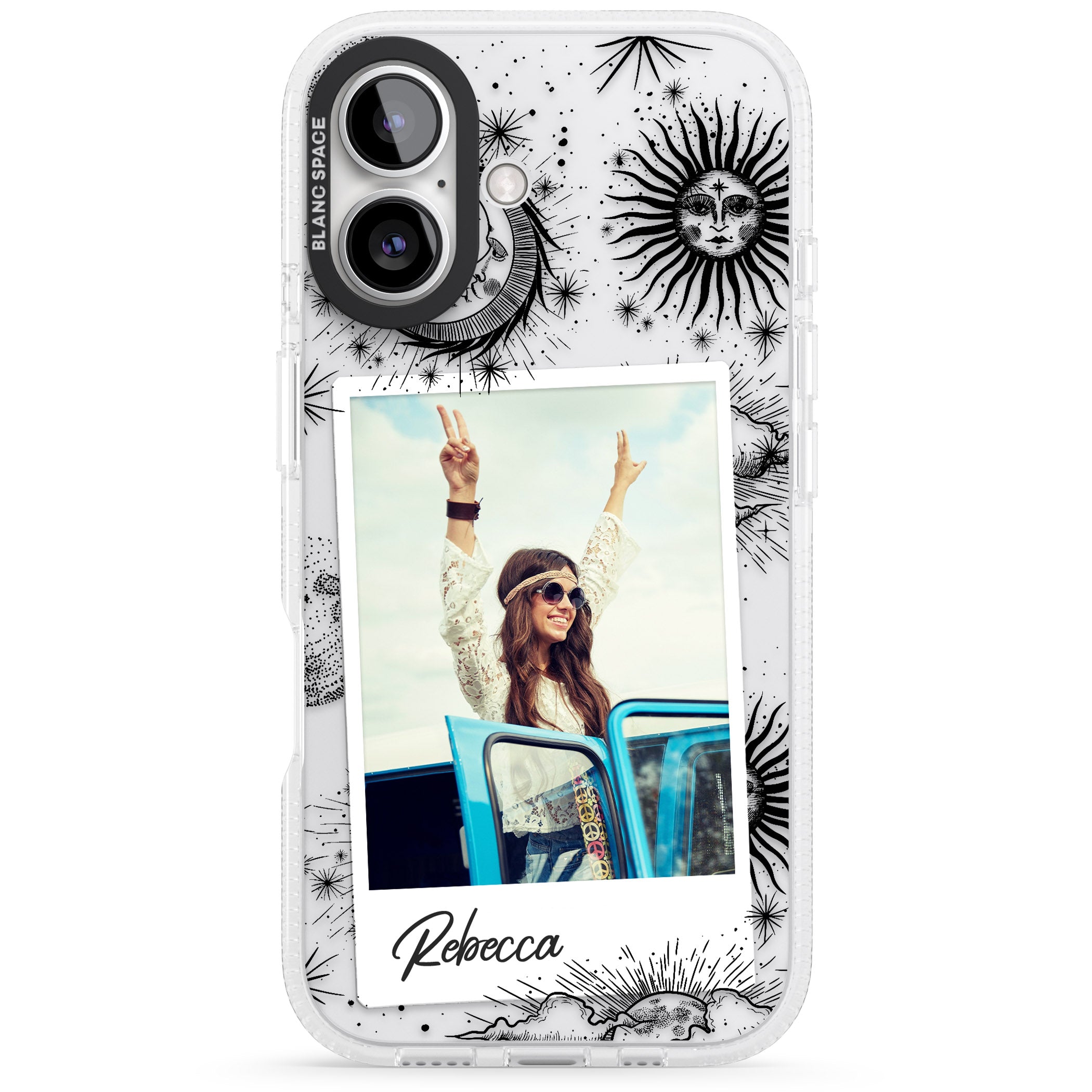 Personalised Astrology Instant Photo iPhone 16 / 16 Plus Clear Case Impact Air - Blanc Space