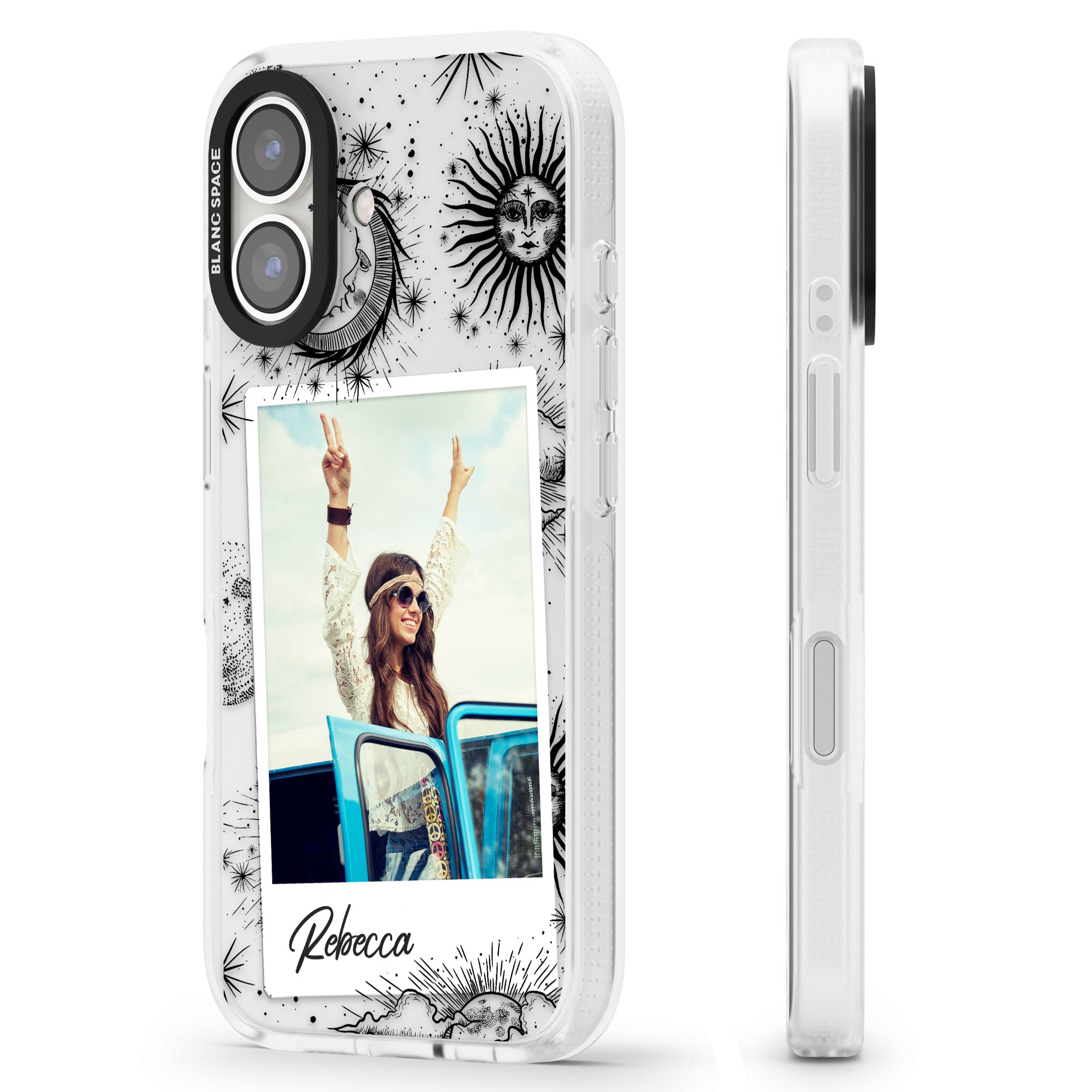 Personalised Astrology Instant Photo iPhone 16 / 16 Plus Clear Case Impact Air - Blanc Space